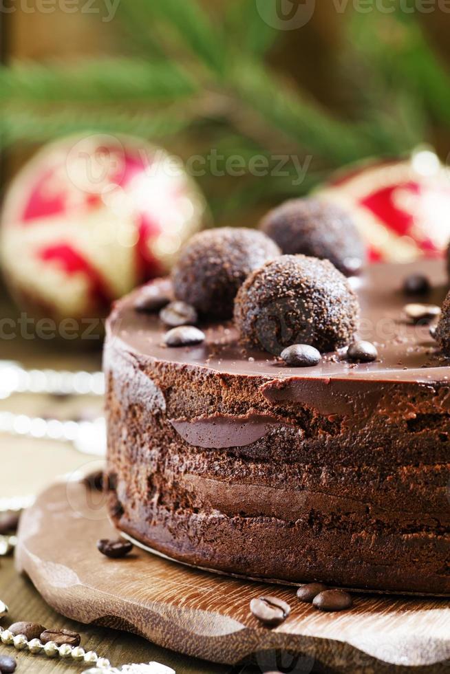 pastel de navidad de chocolate foto