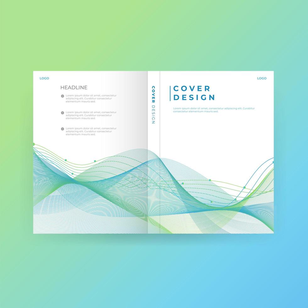 Green and Blue Wavy Line Cover Template vector