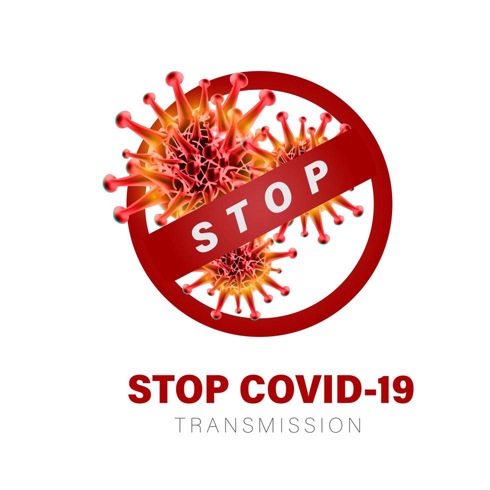 detener el cartel de transmisión covid-19 vector