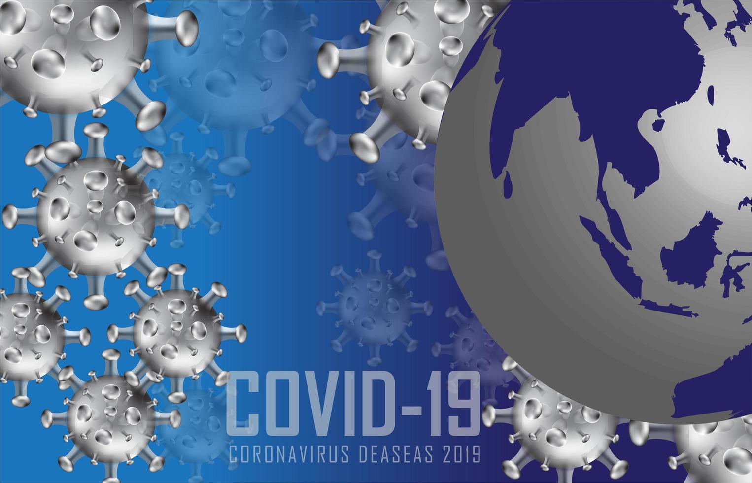 COVID-19 Blue Earth Globe Background  vector