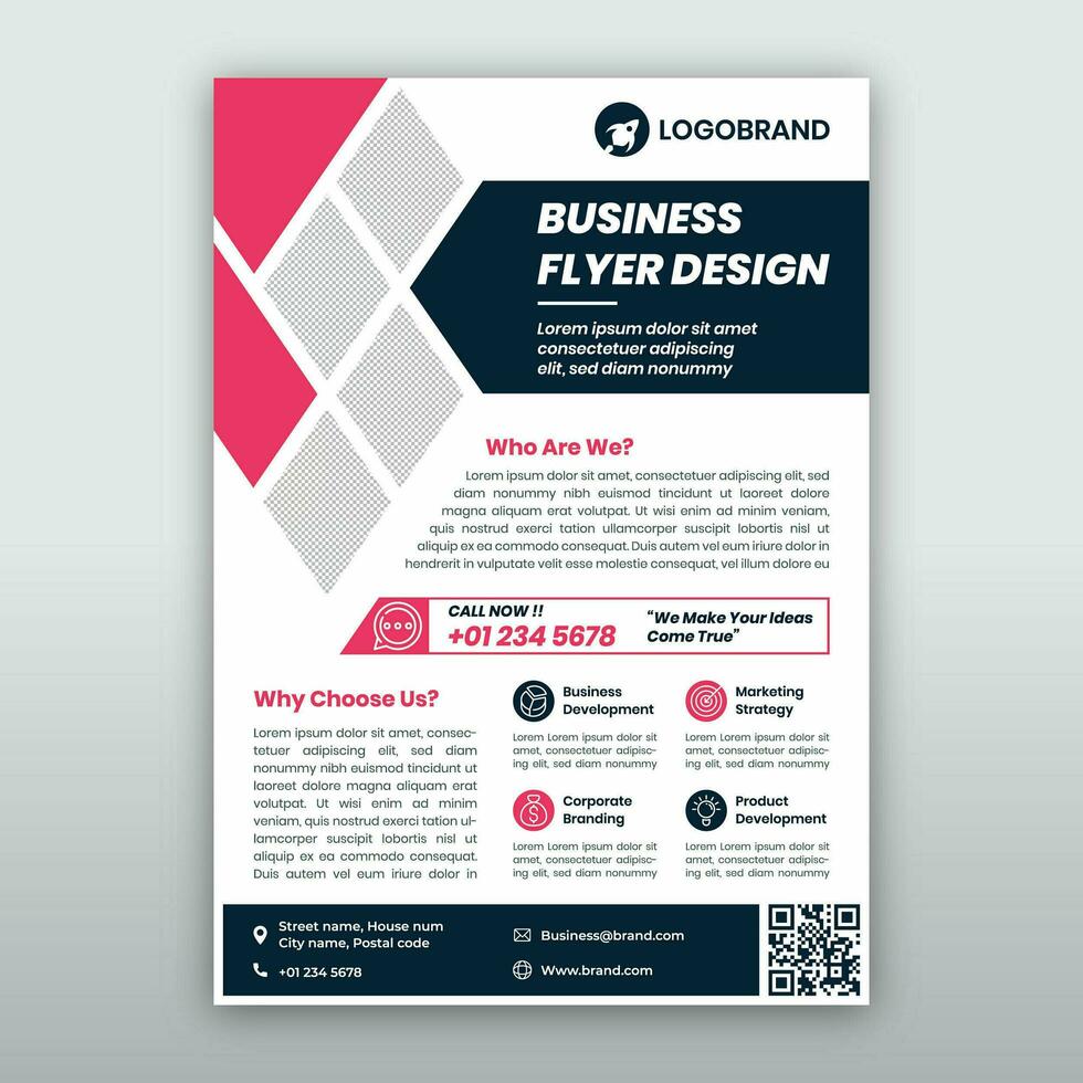 Modern Pink and Gray Business Flyer Template vector