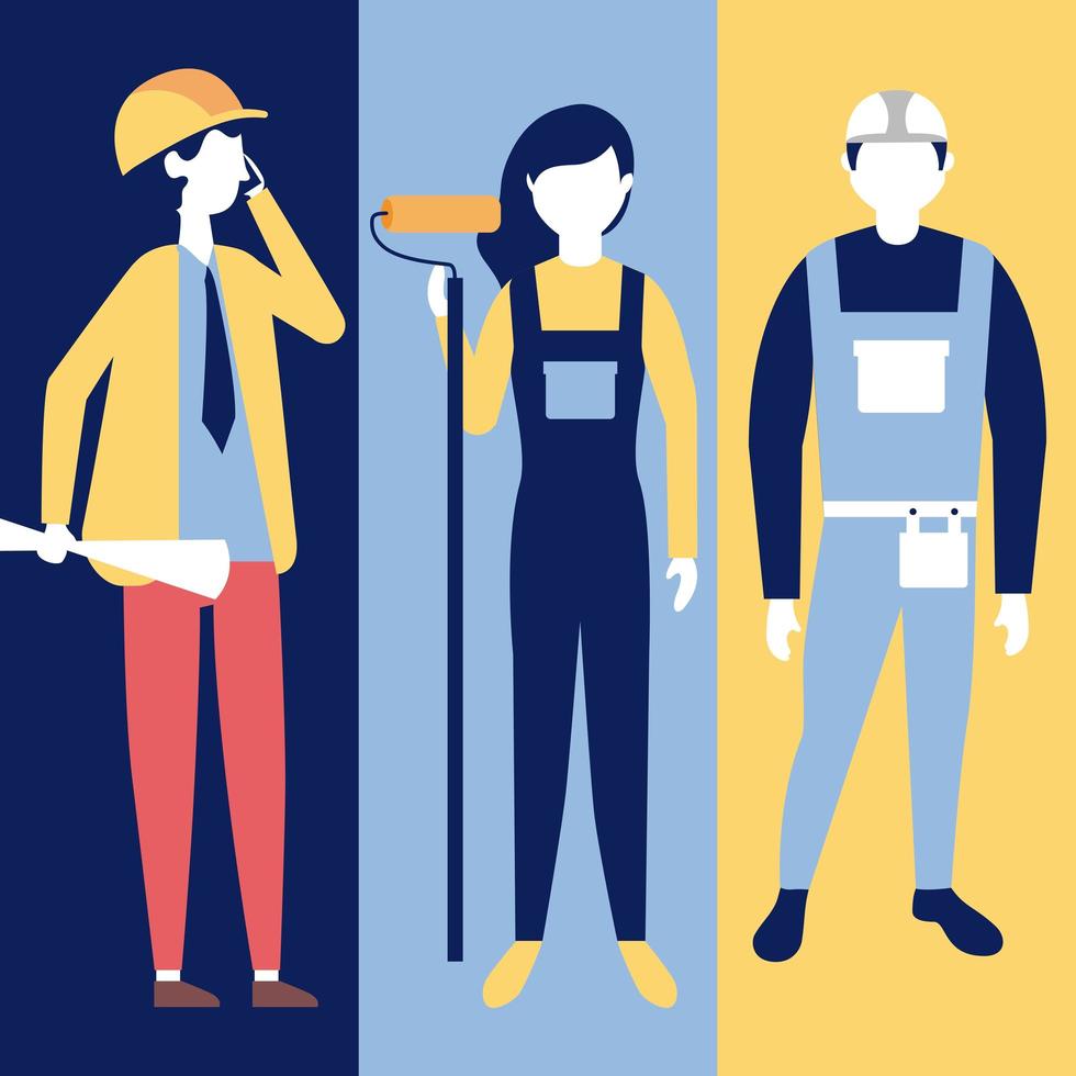 Construction workers character set vector