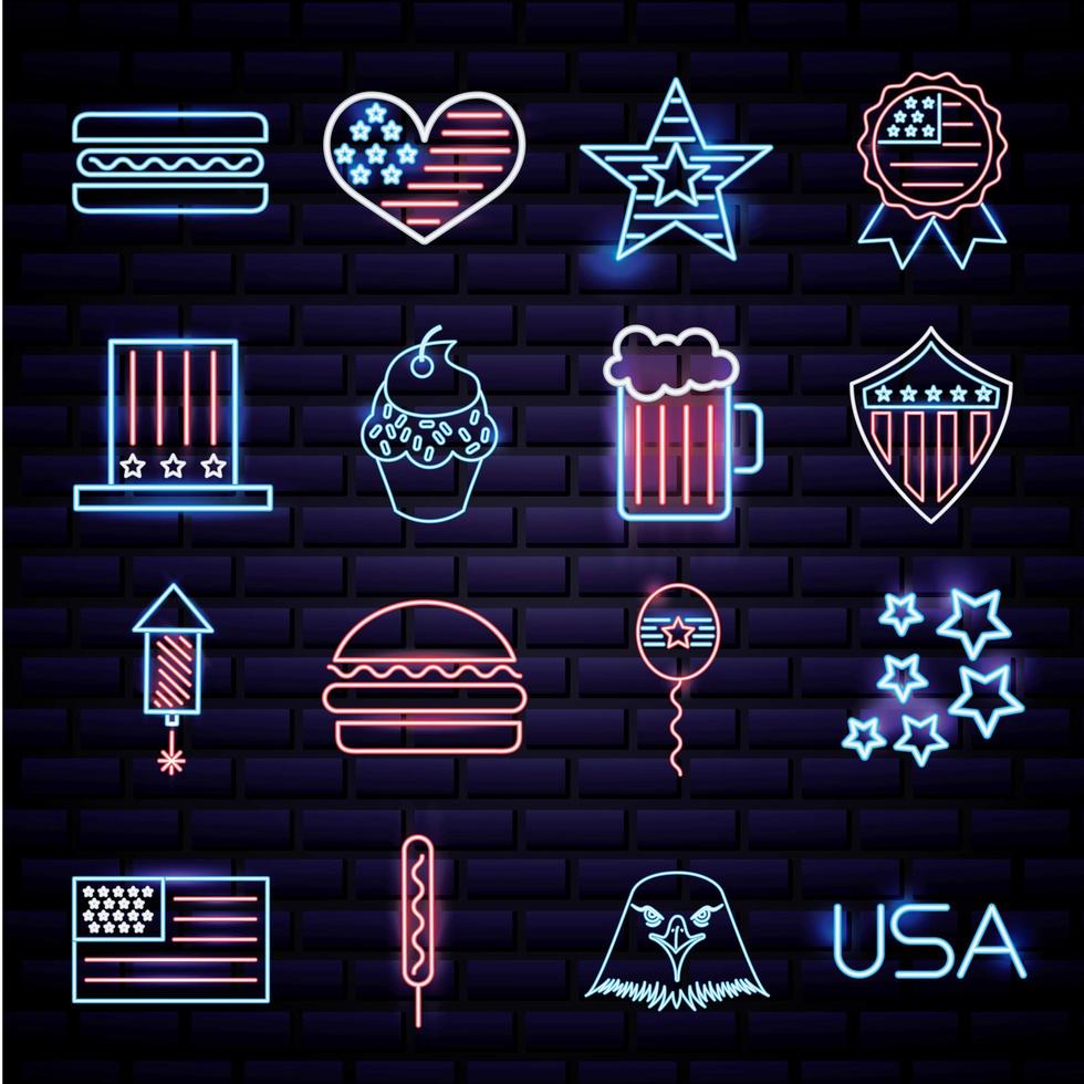 Independence day icon set vector