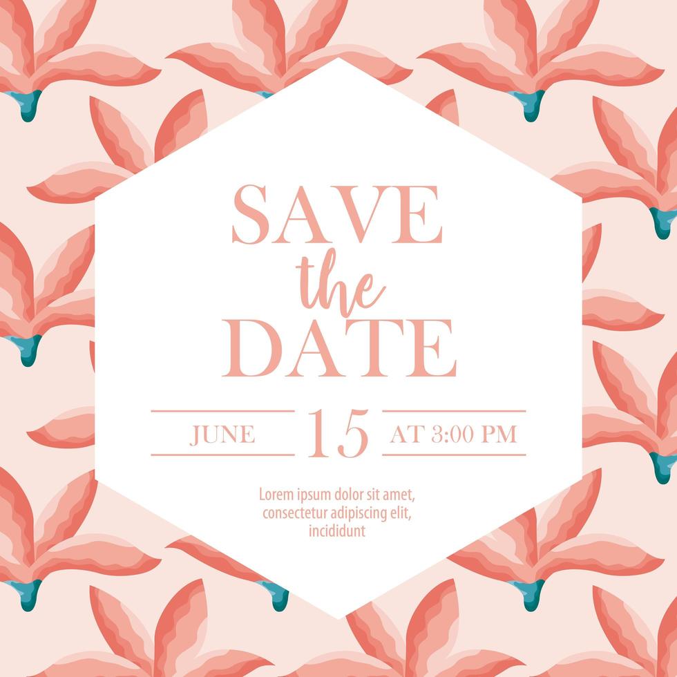 Save the date card with flowers vector
