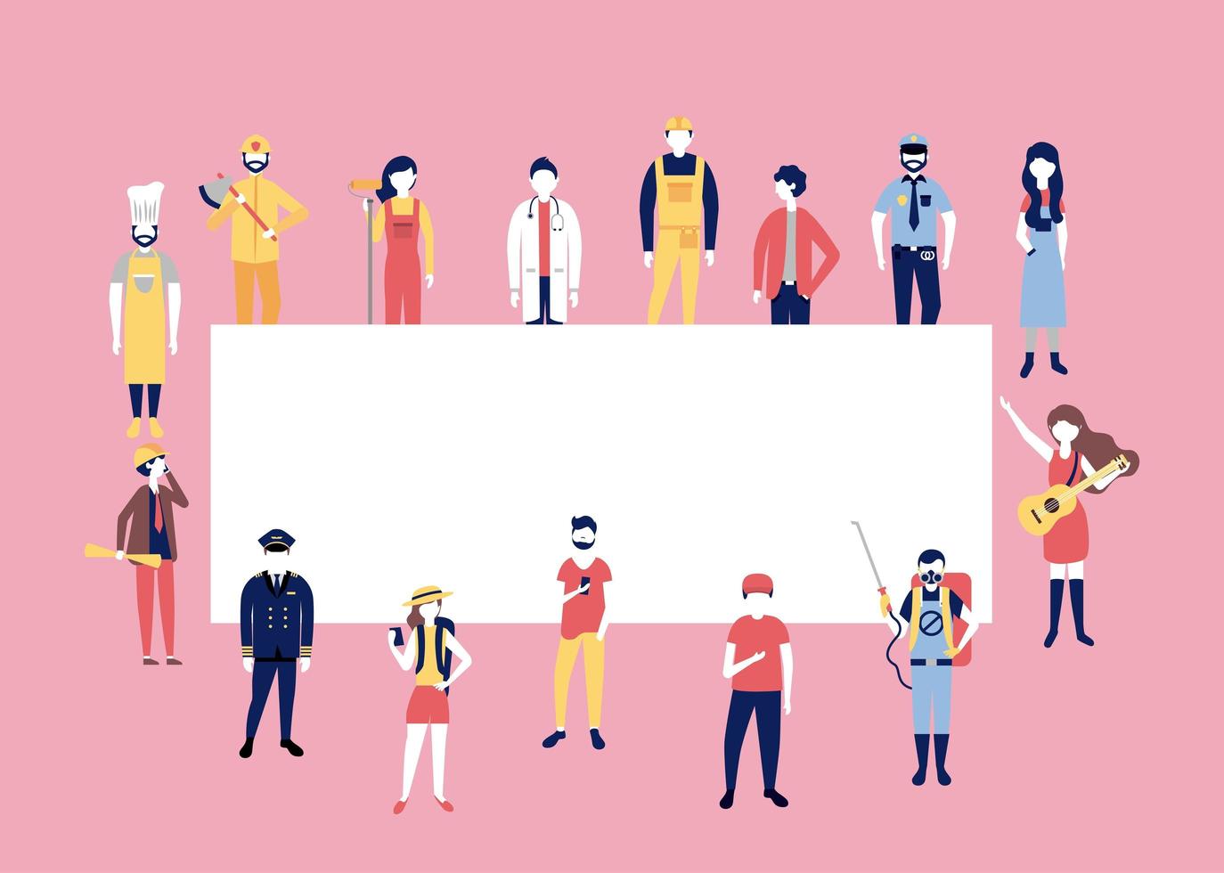 Banner with people in working attire  vector