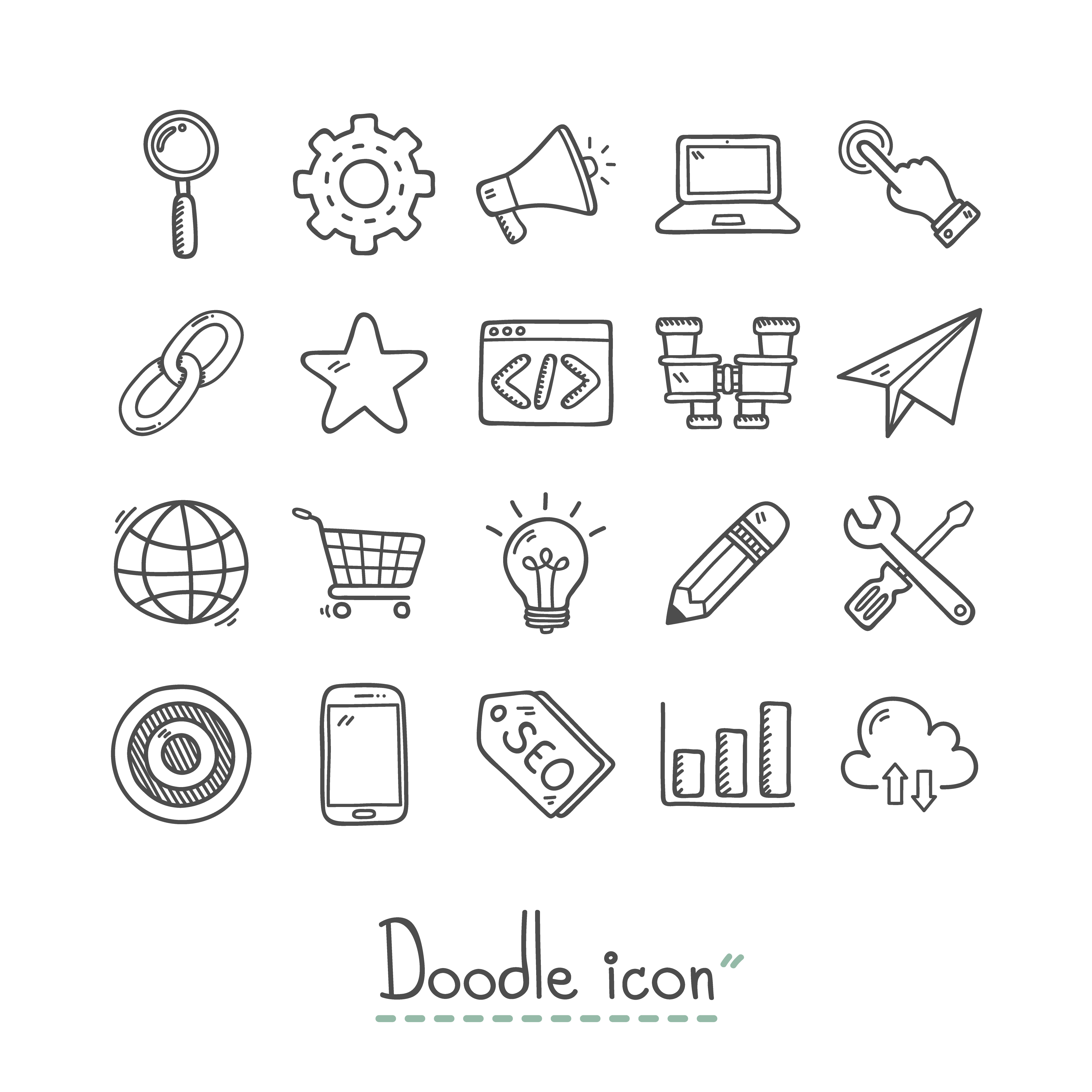 SEO Hand Drawn Doodle Icon Set 964022 Vector Art at Vecteezy