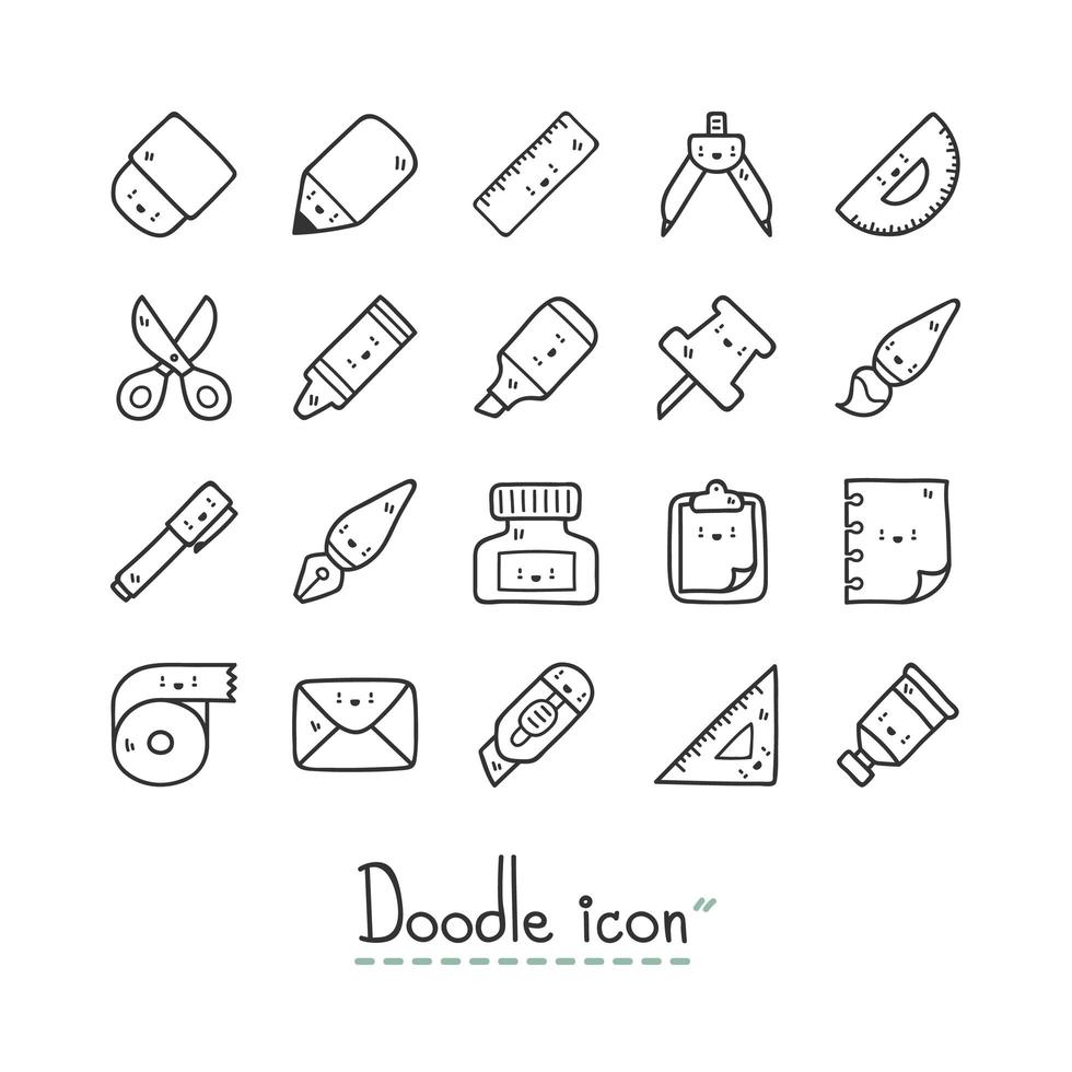 Hand Drawn Cute Stationary Icons  vector