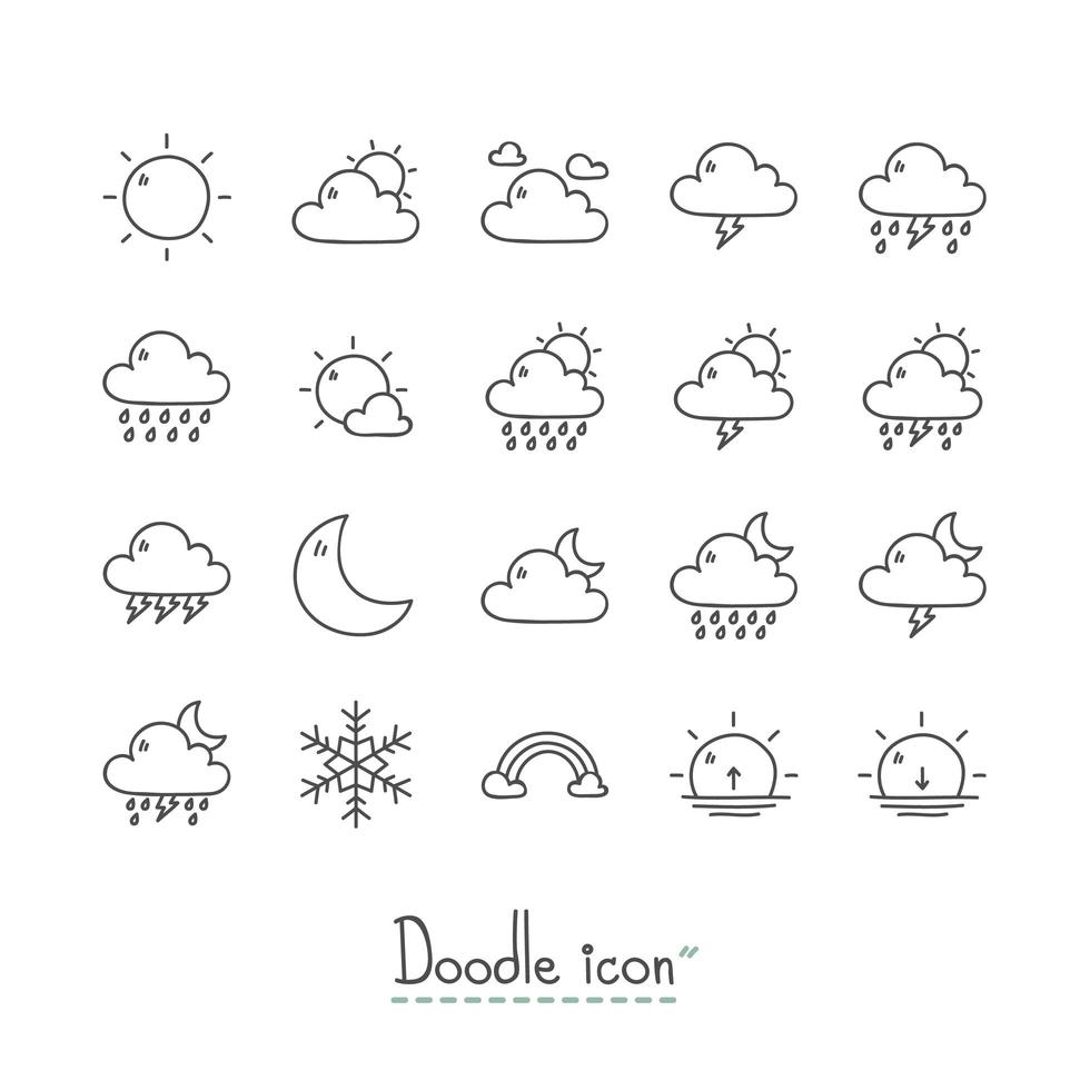 conjunto de iconos de clima doodle vector