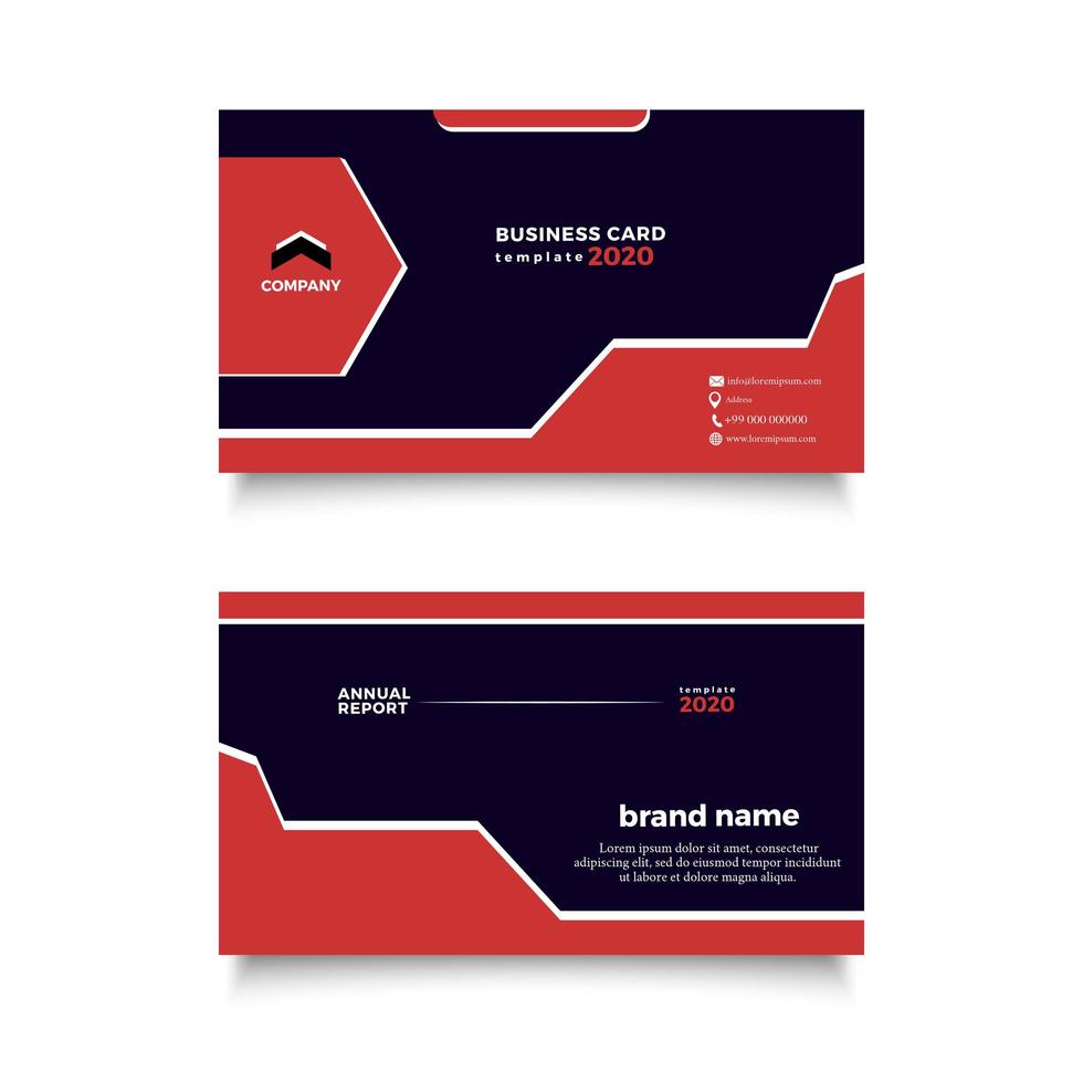 Red and Blue Angled Shape Business Card vector
