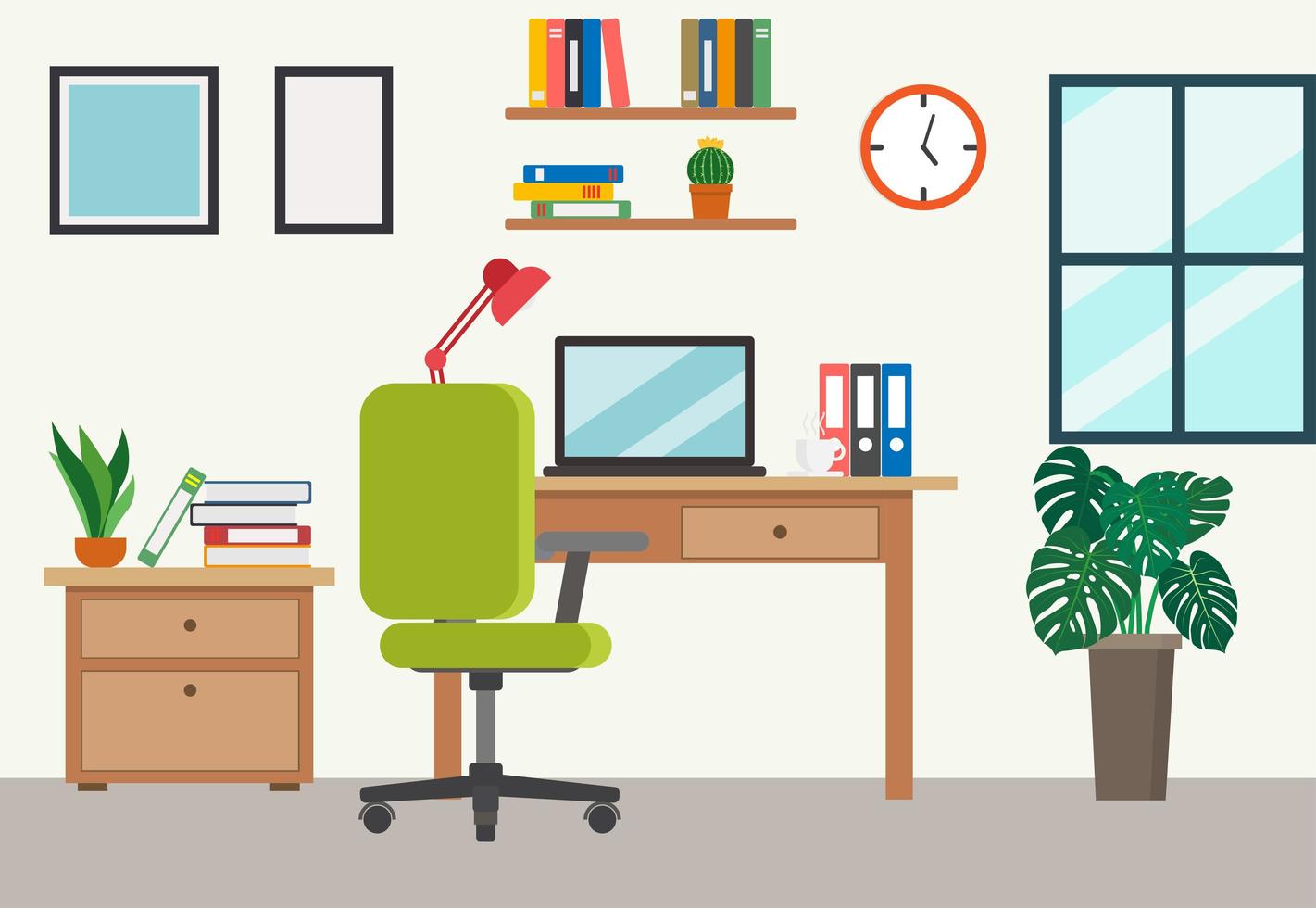 Flat Cartoon Style Home Office vector