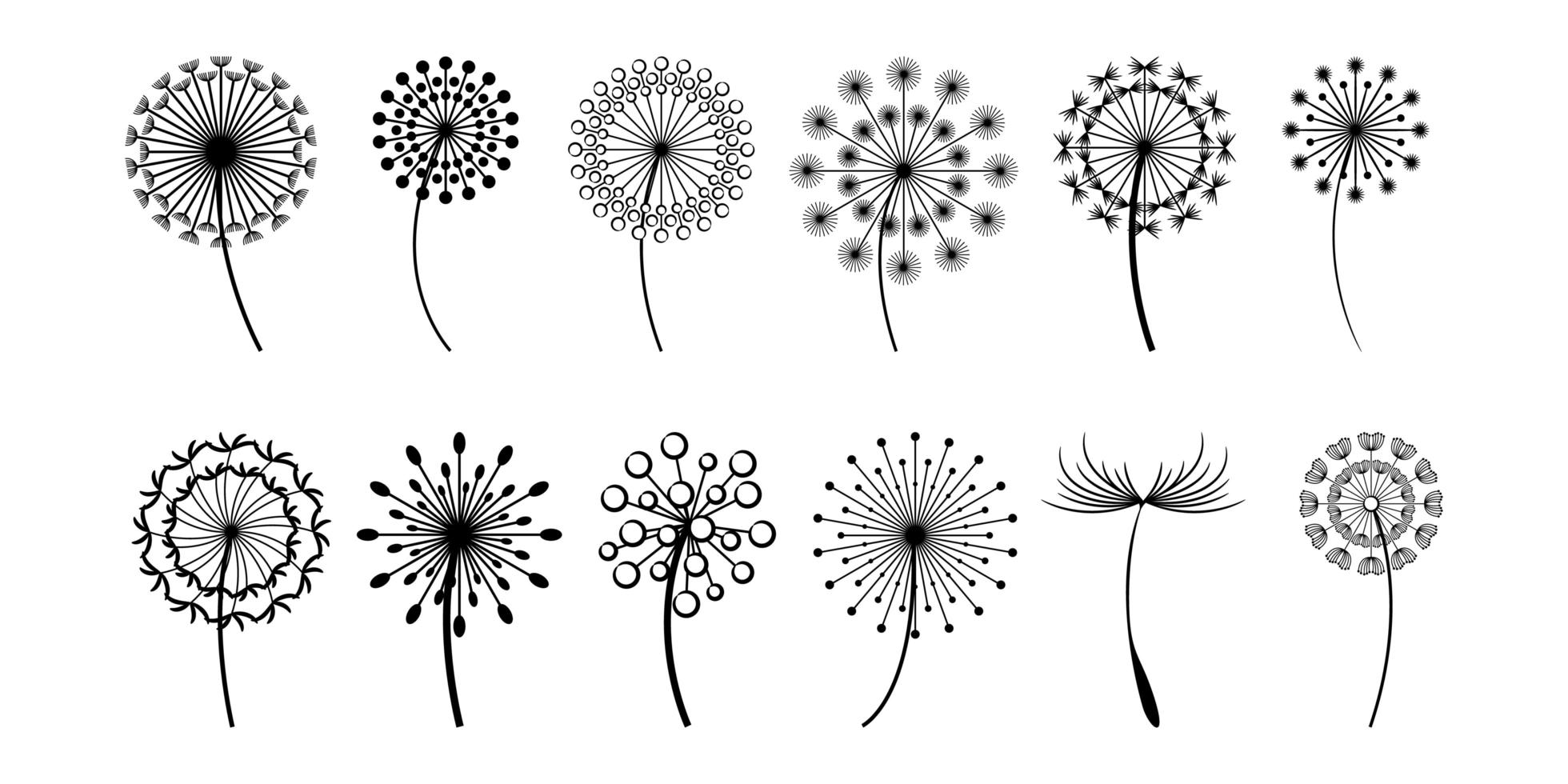 Dandelion collection in black vector