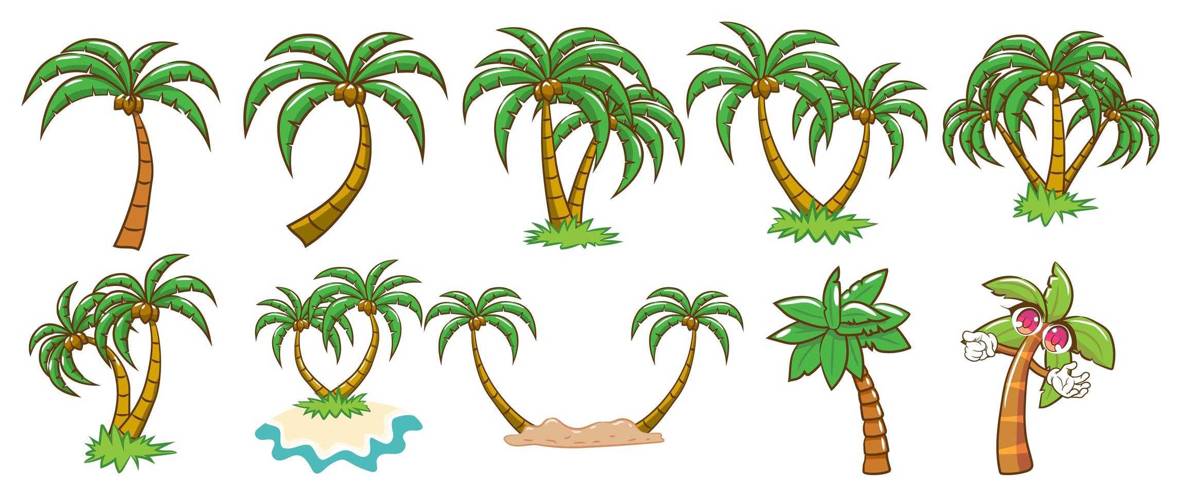 Palm tree set vector