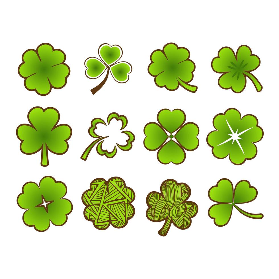 Shamrock or clover element set vector