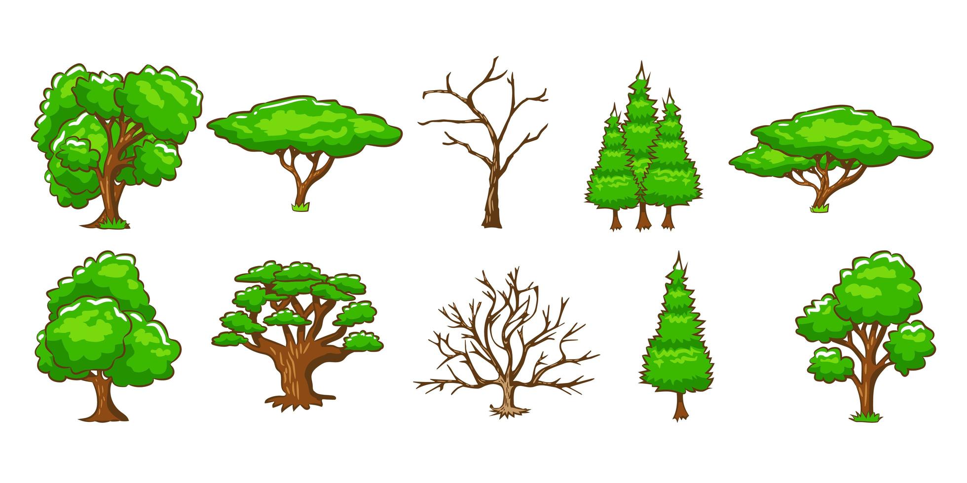 Green tree set vector