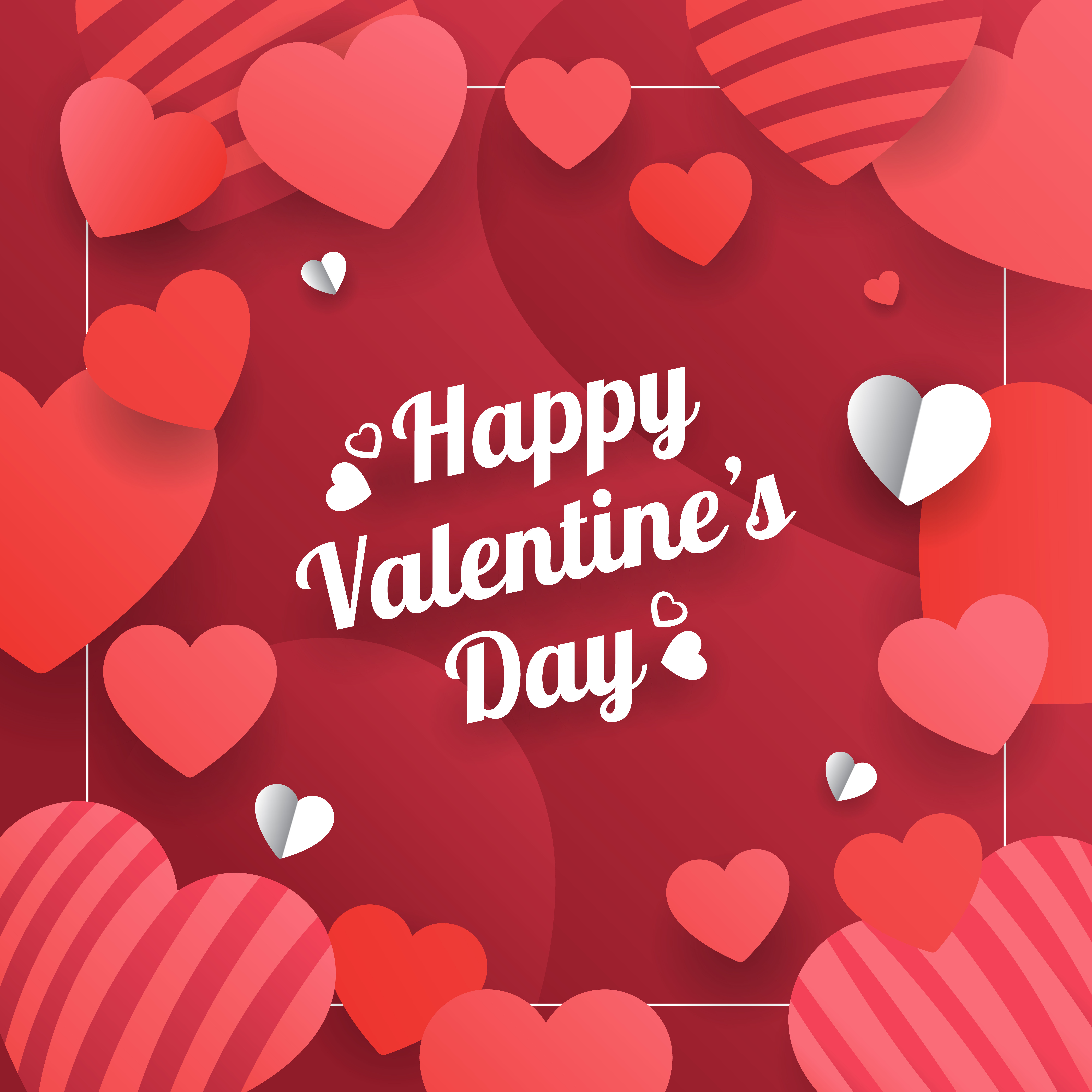 Download Red Valentine's Day Card with Paper Cut Hearts - Download ...