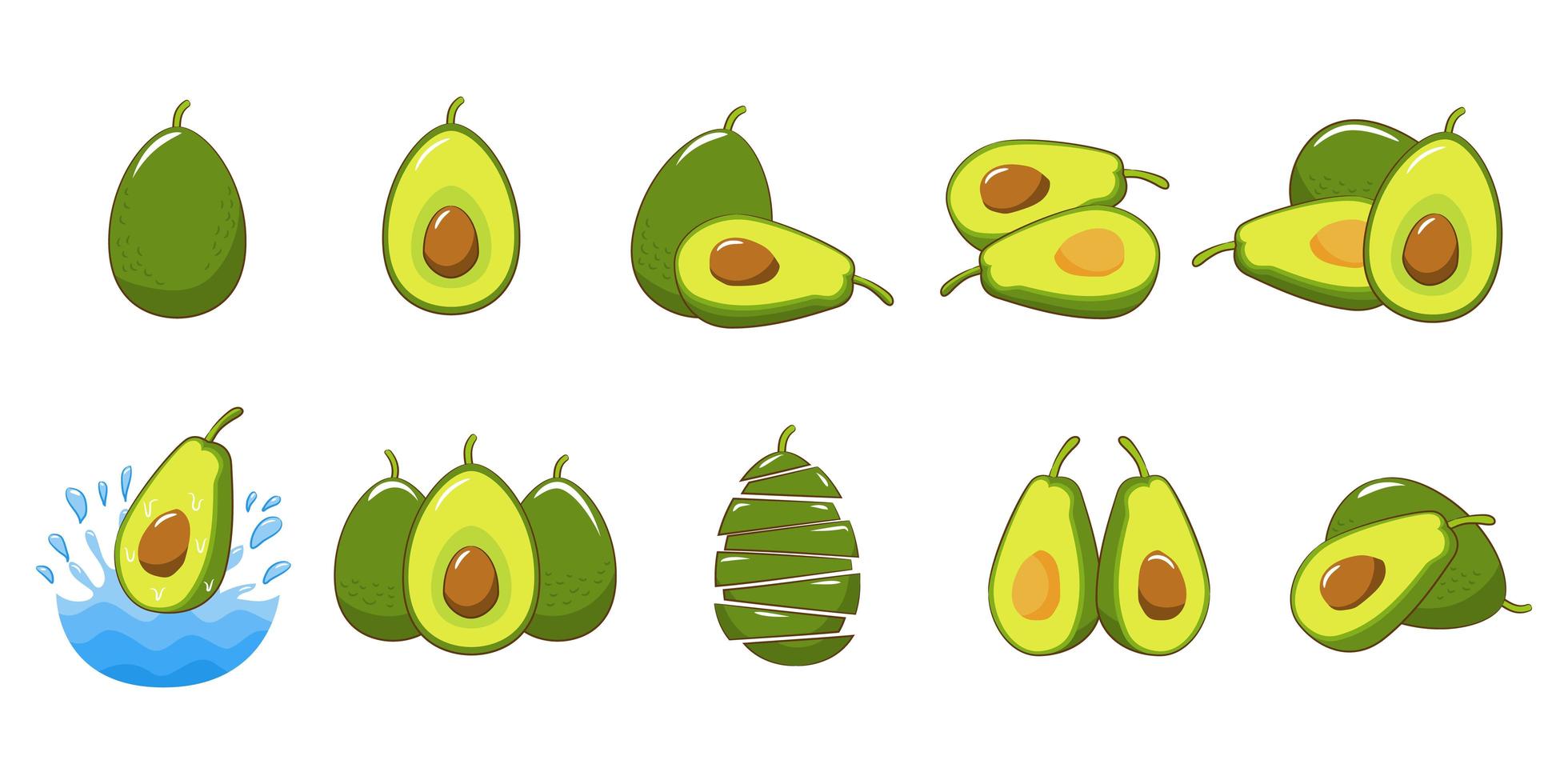 Avocado Element Set vector