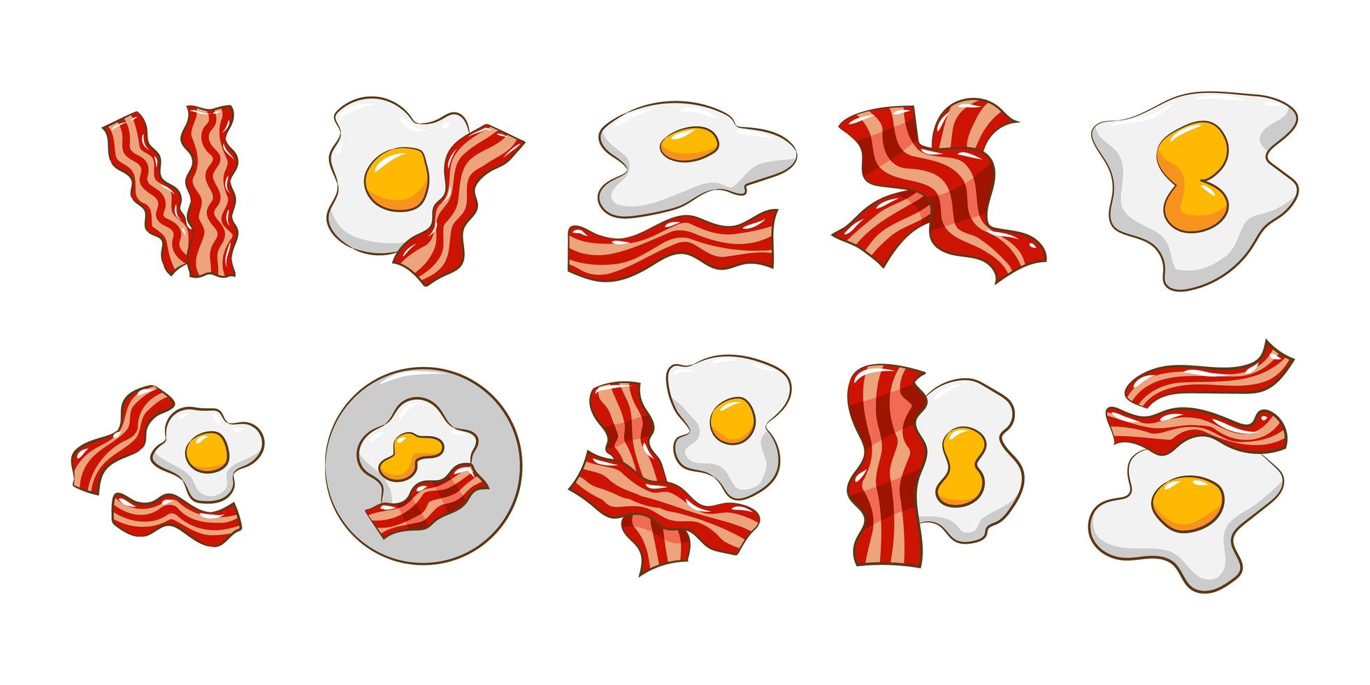 Bacon and egg element set vector