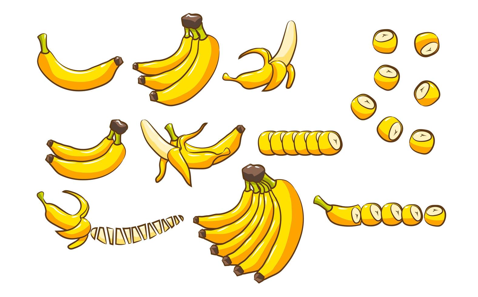 conjunto de frutas de plátano vector