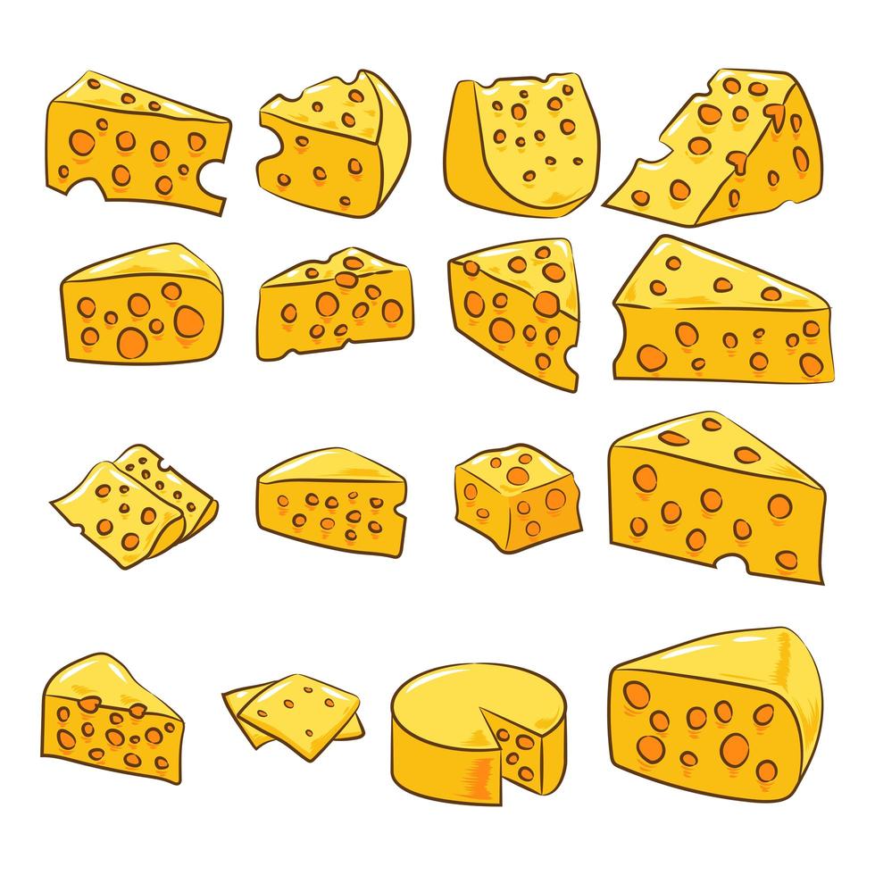 conjunto de queso de dibujos animados vector