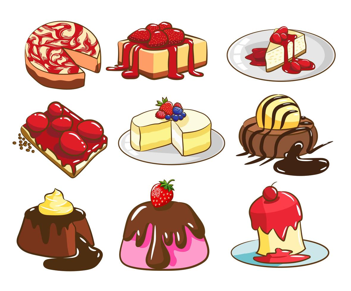 Cake Dessert Set vector