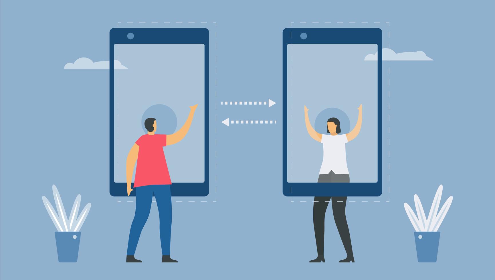 comunicación en línea con tecnología de teléfonos inteligentes vector