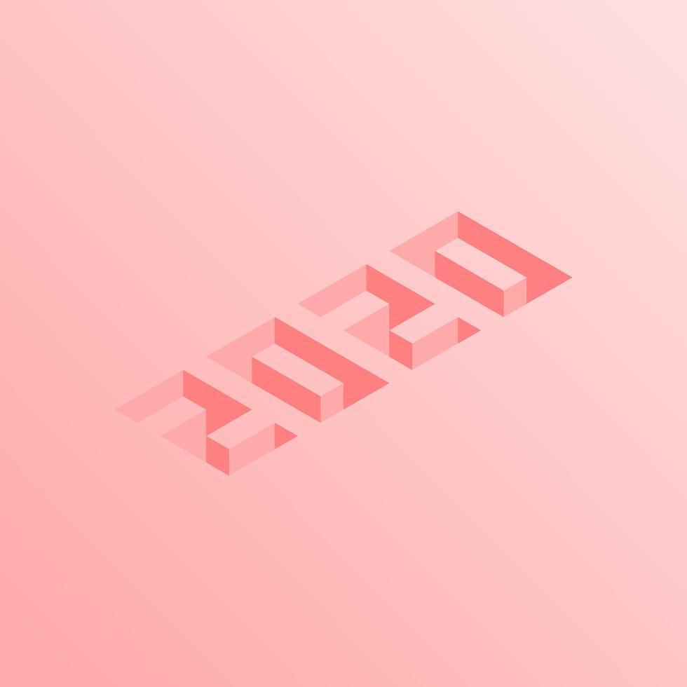 2020 Isometric Numbers in Pink Floor vector