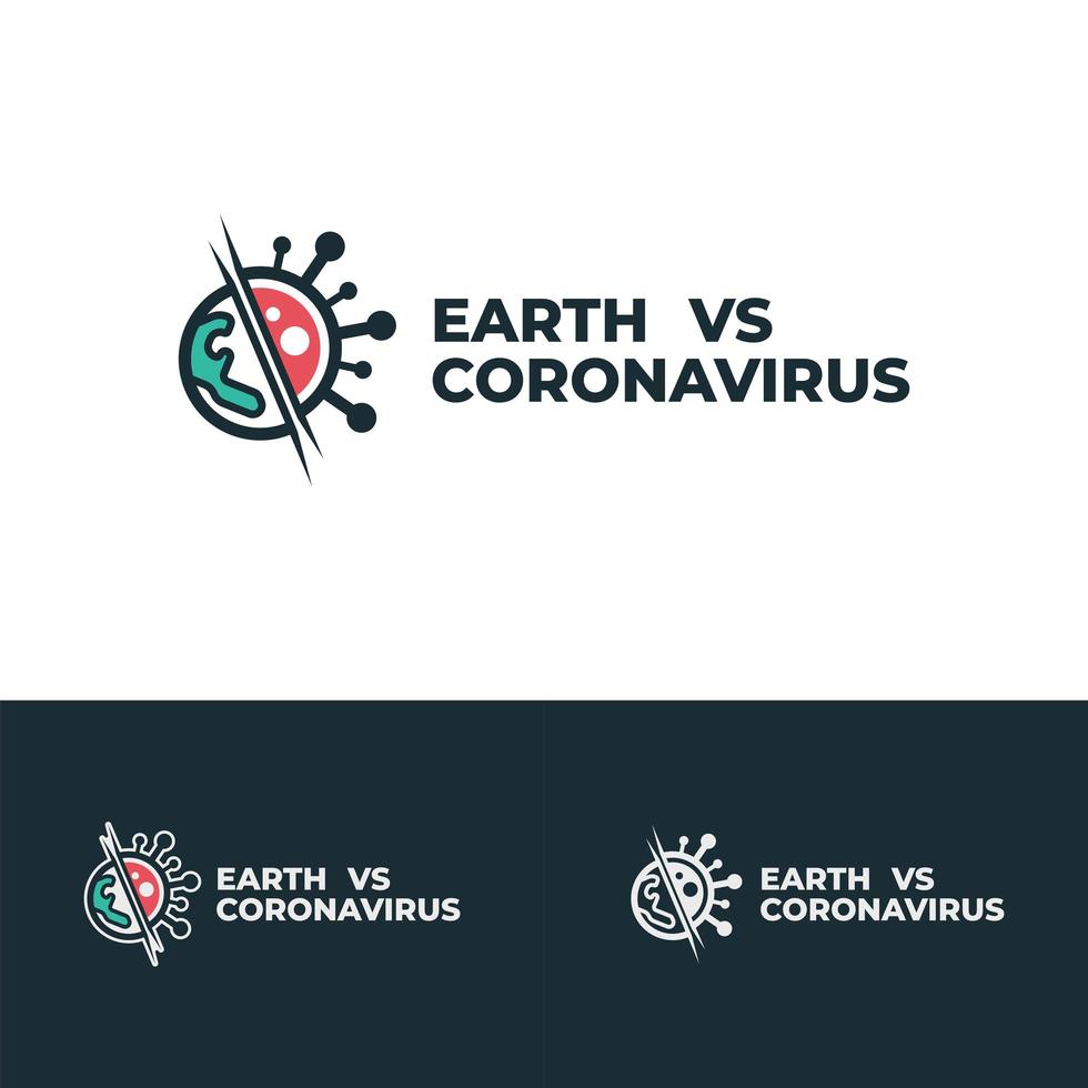 conjunto de logotipo de tierra versus coronavirus vector