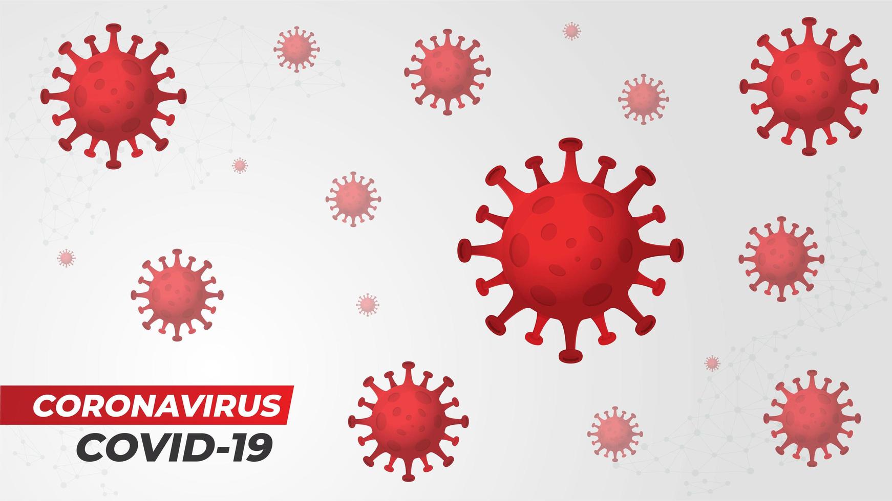 cartel con elementos de coronavirus rojo sobre gris vector