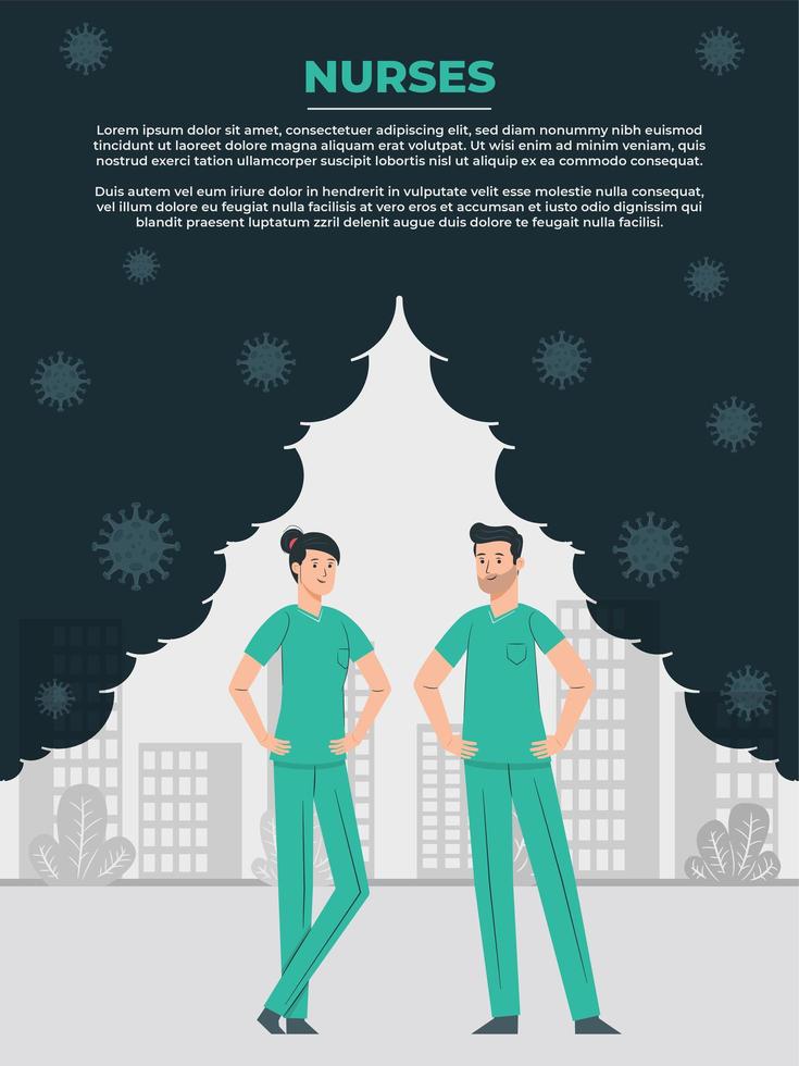 Male and Female Nurse Helping the World  vector