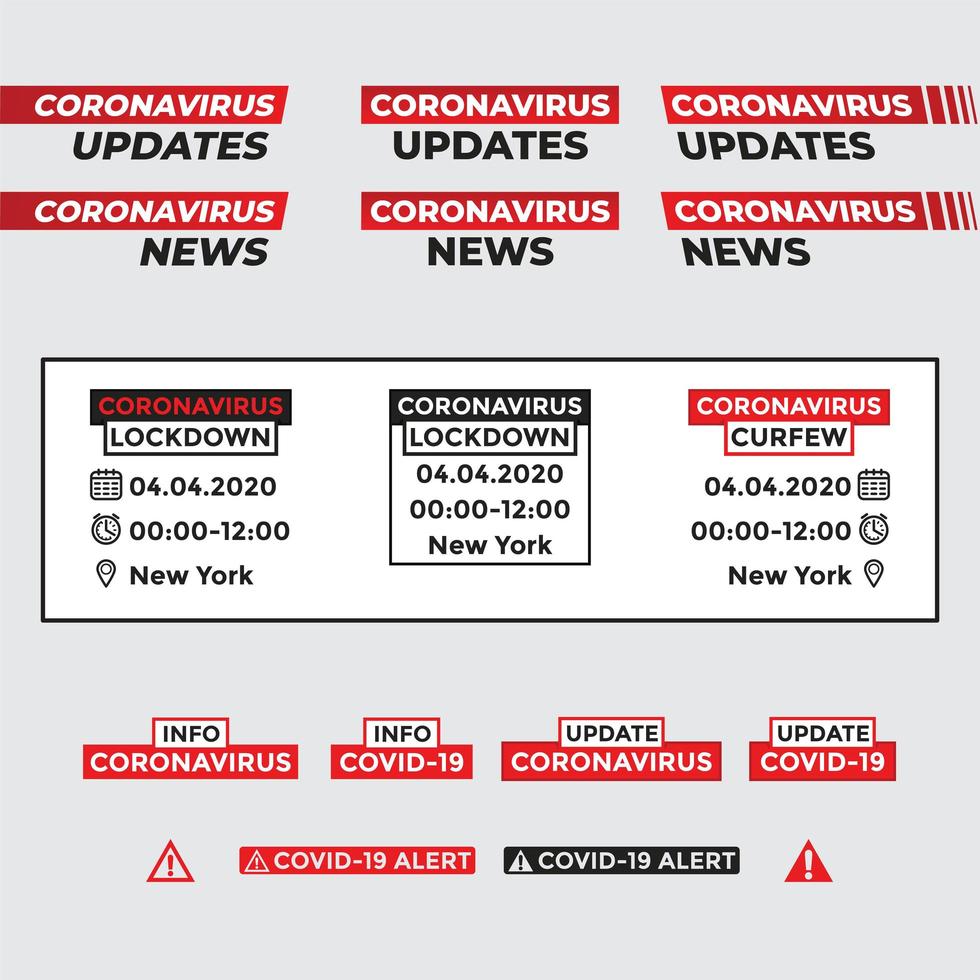 actualización de coronavirus y conjunto de alertas vector