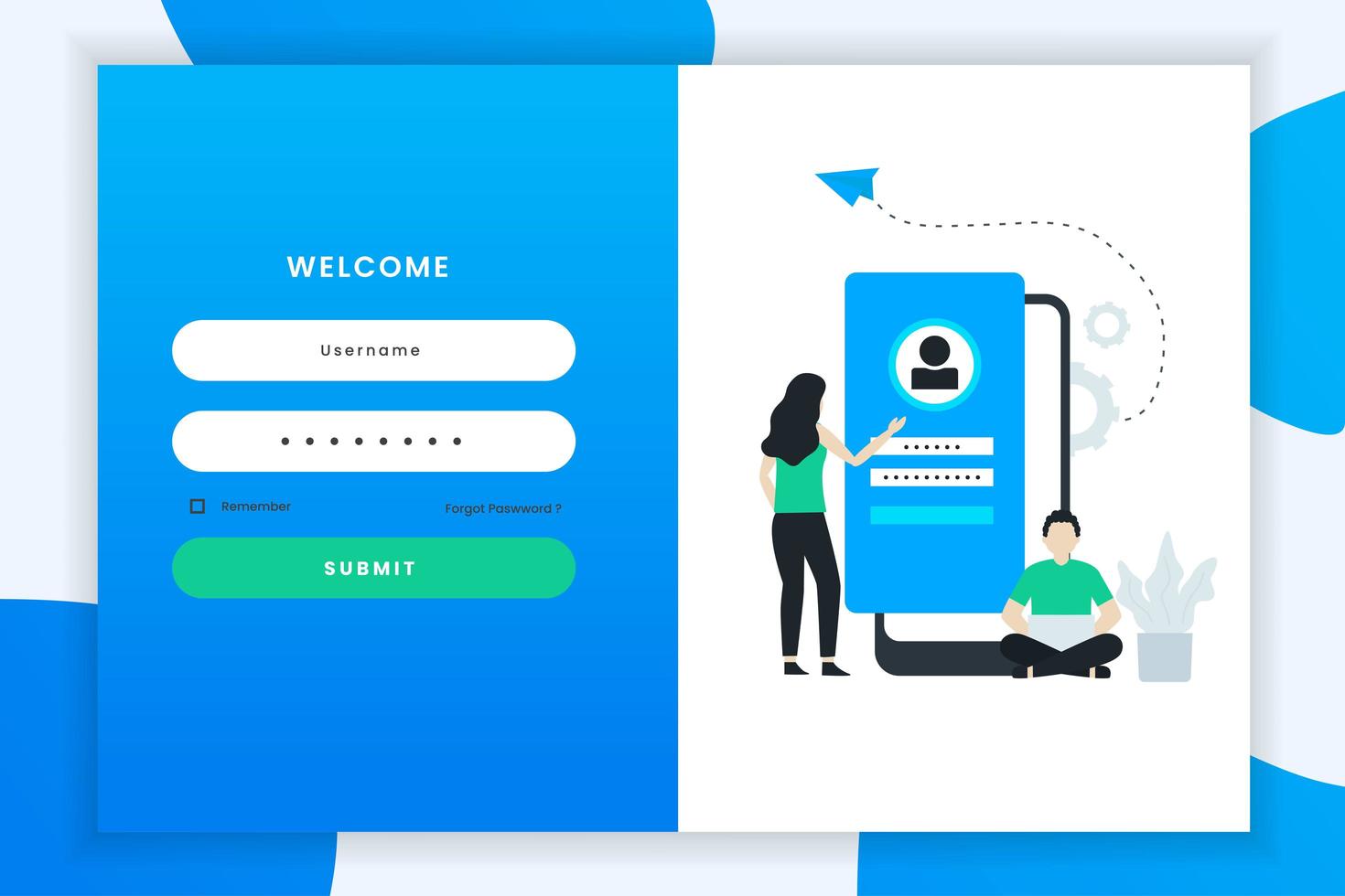 Flat Design Login Screen Template  vector