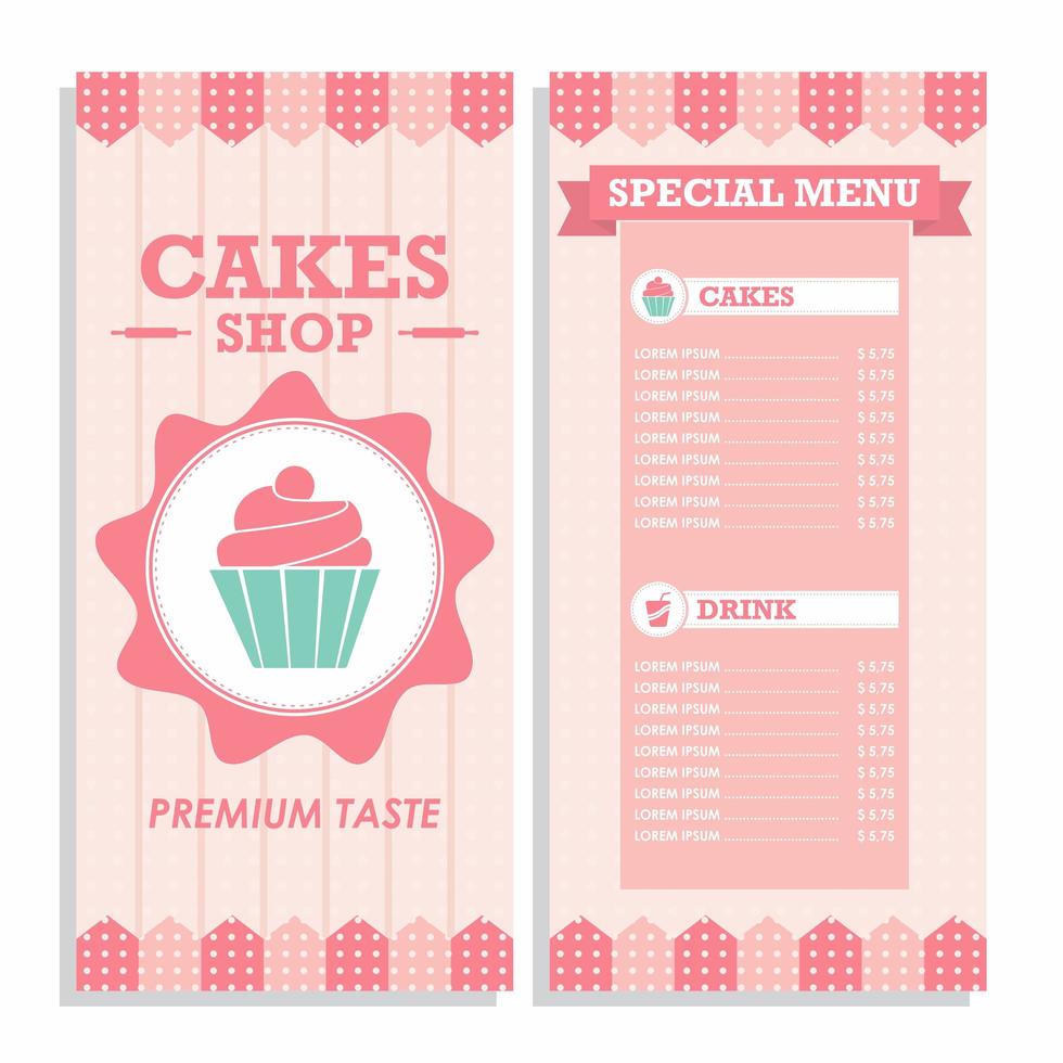 Vertical Pink Cake Shop Menu vector