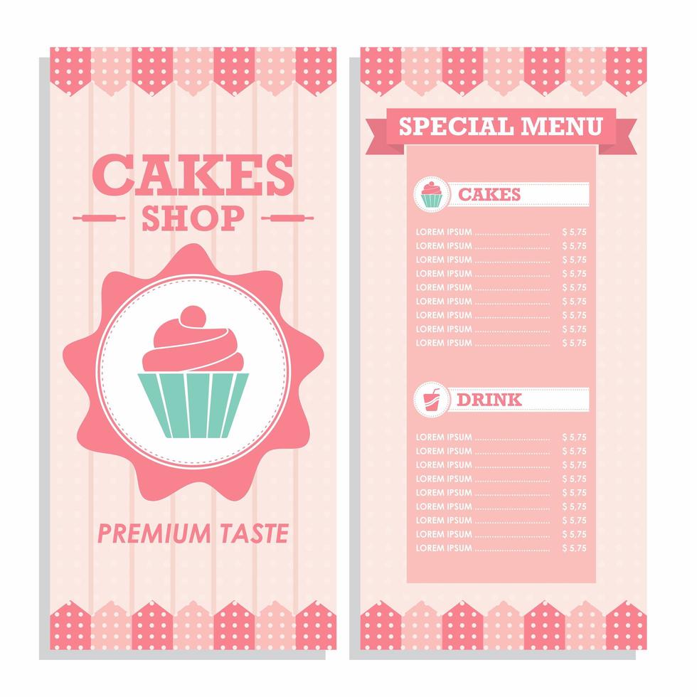 Vertical Pink Cake Shop Menu vector