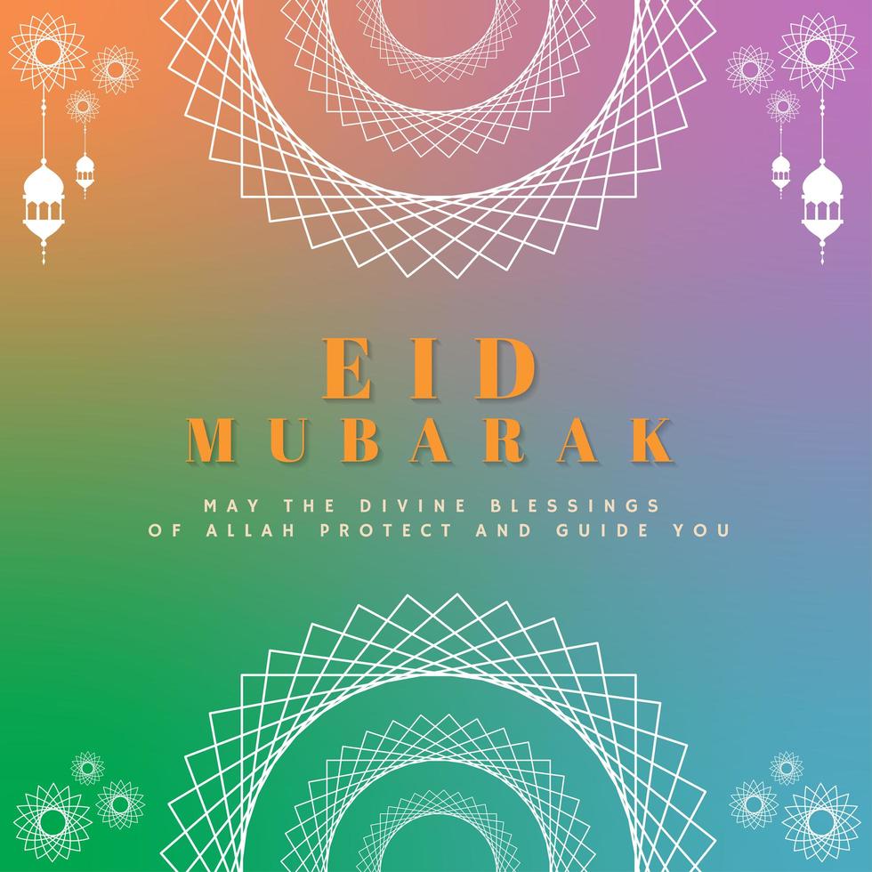 tarjeta colorida eid mubarak degradado vector