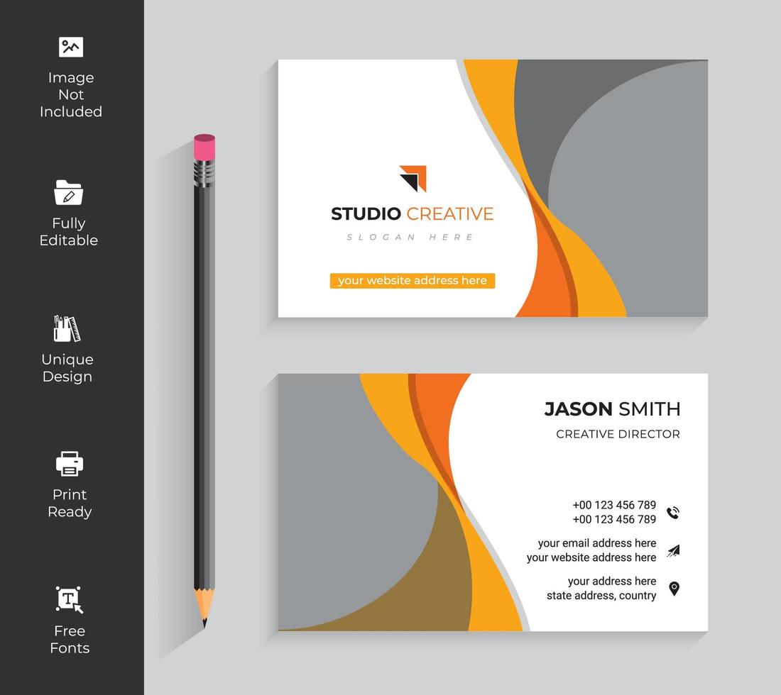 Orange Wave Design Business Card vector