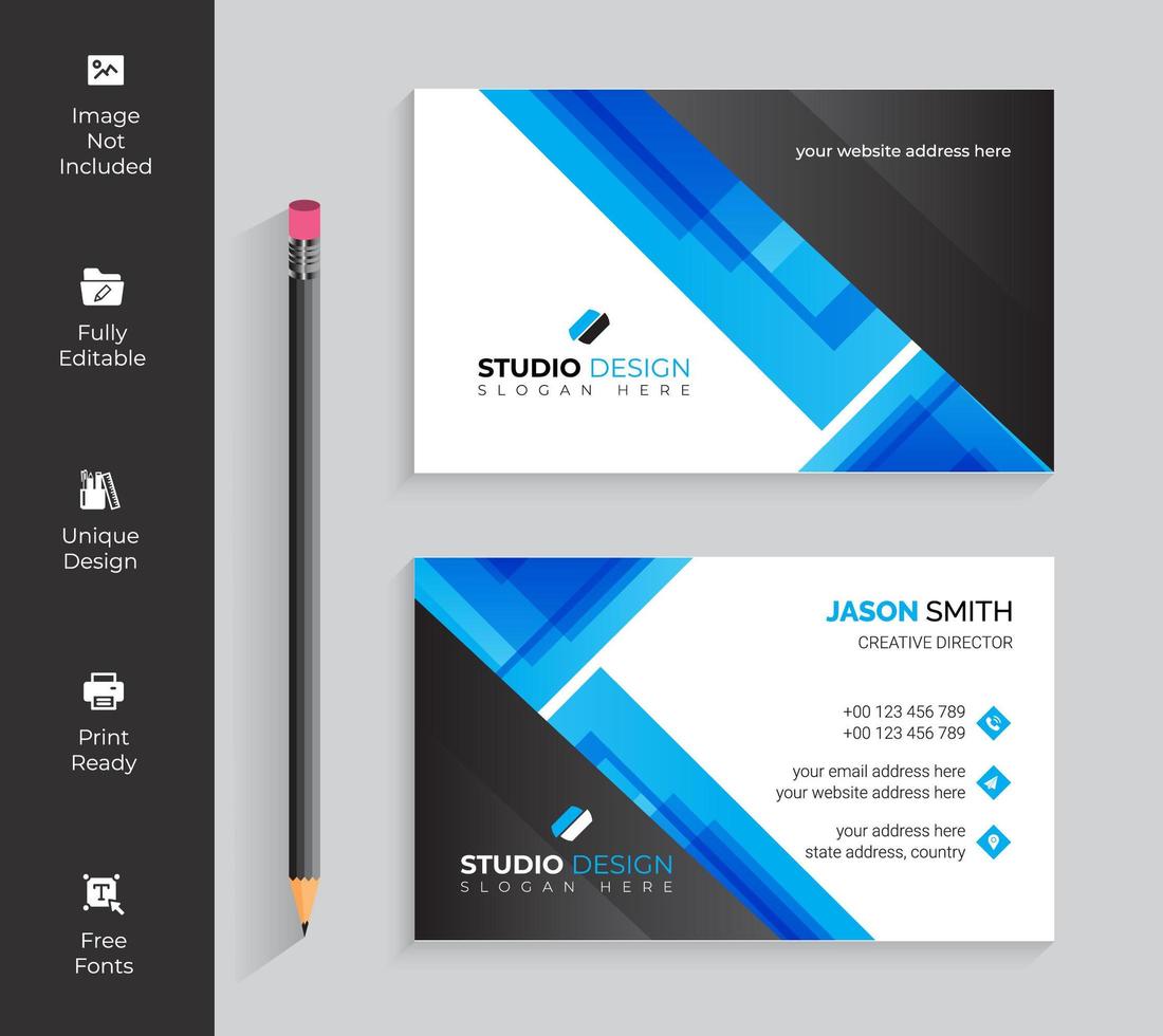 Blue and Black Transparent Angles Business Card vector