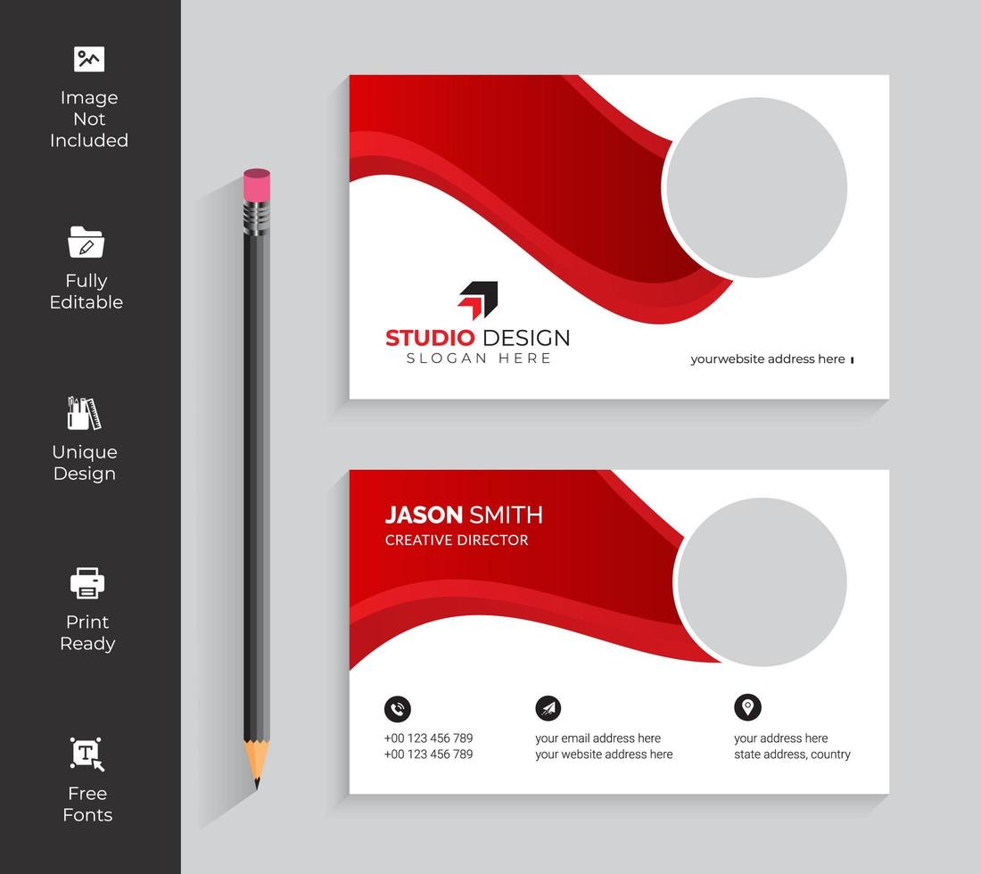 Red Wave on White Business Card vector