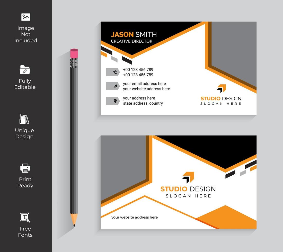 Orange Geometric Angle Design Business Card vector