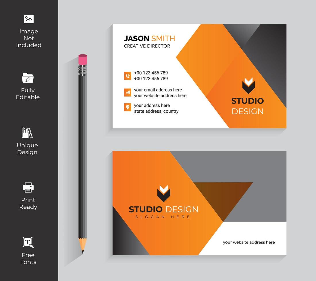 Orange and Gray Overlapping Angles Business Card vector