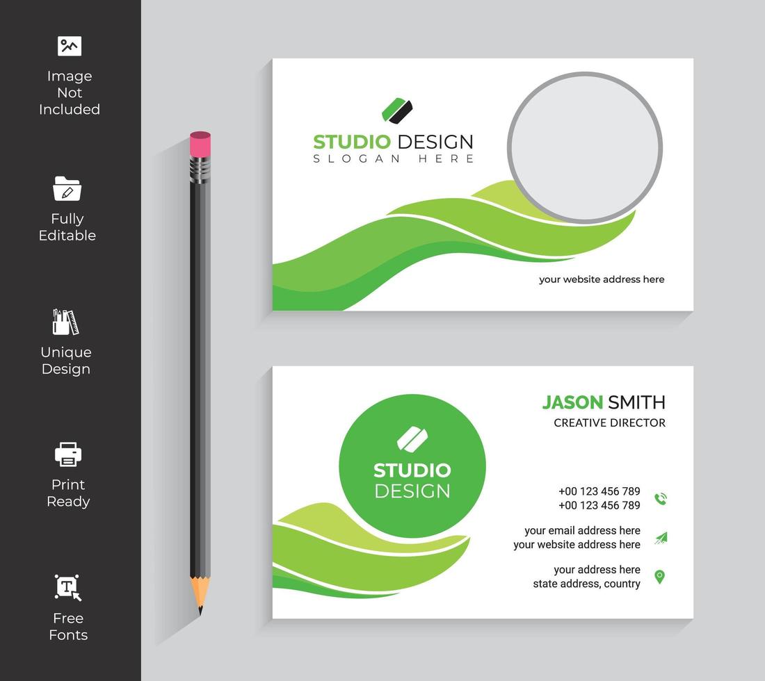 Green Elegant Wave Shape Business Card vector