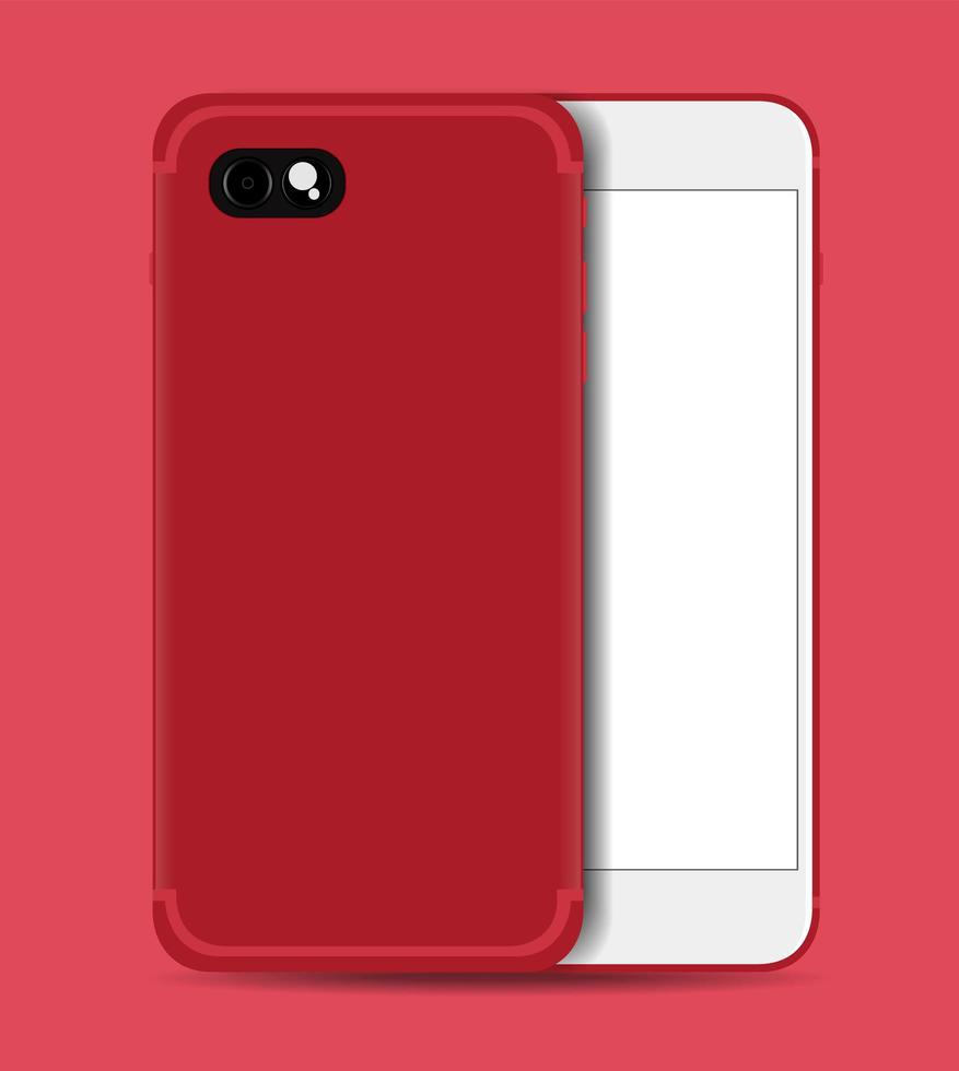 Red Smartphone Front and Back View vector