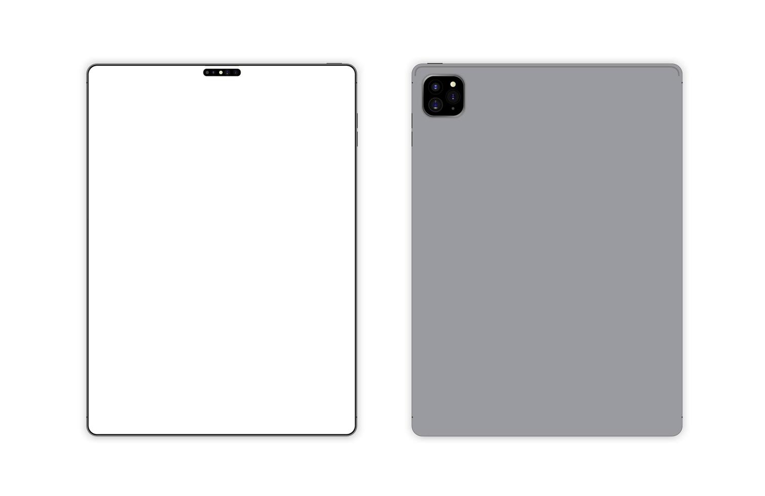 Back and Front View of Tablet with Blank Screen vector