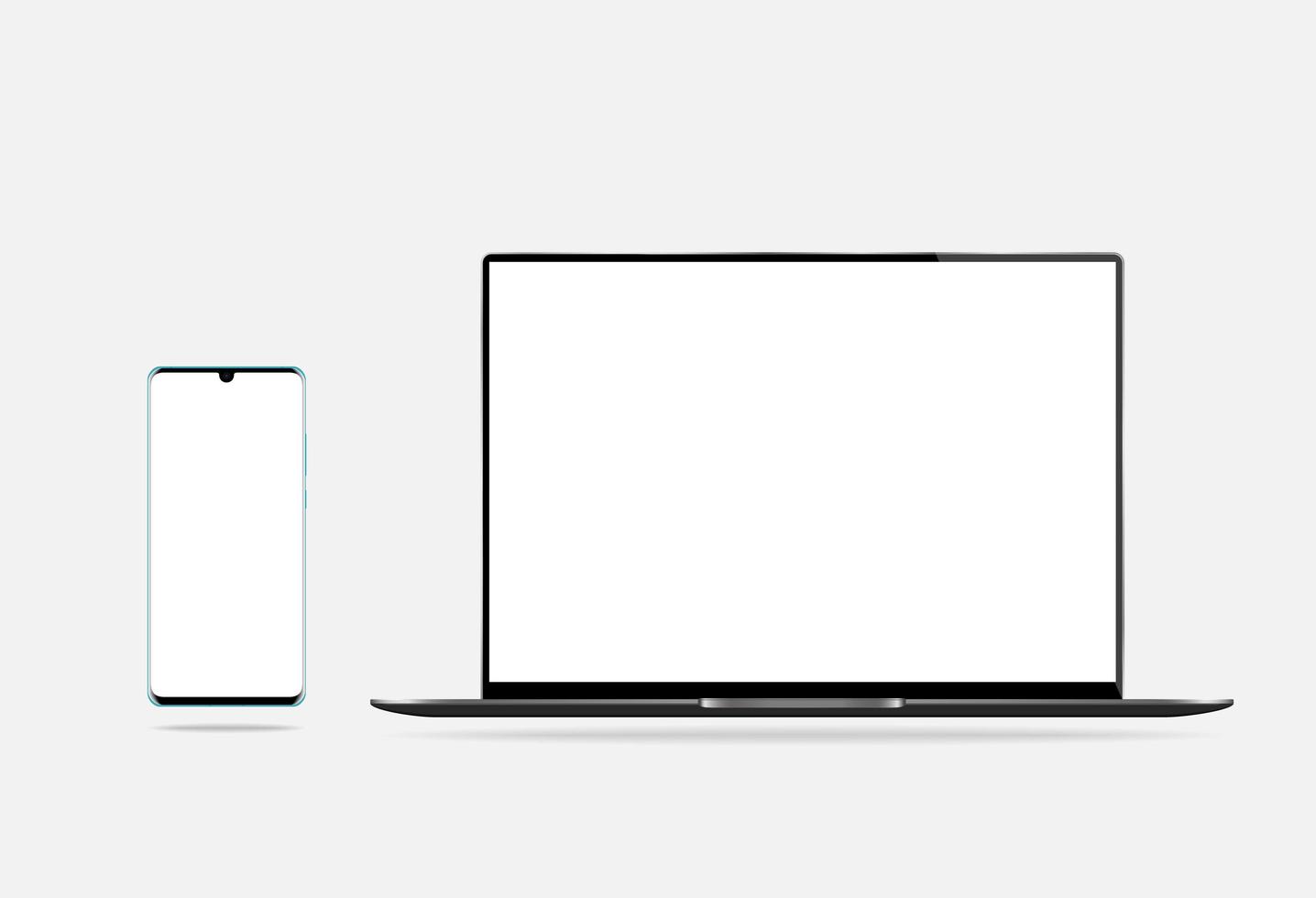 marco azul smartphone y laptop vector