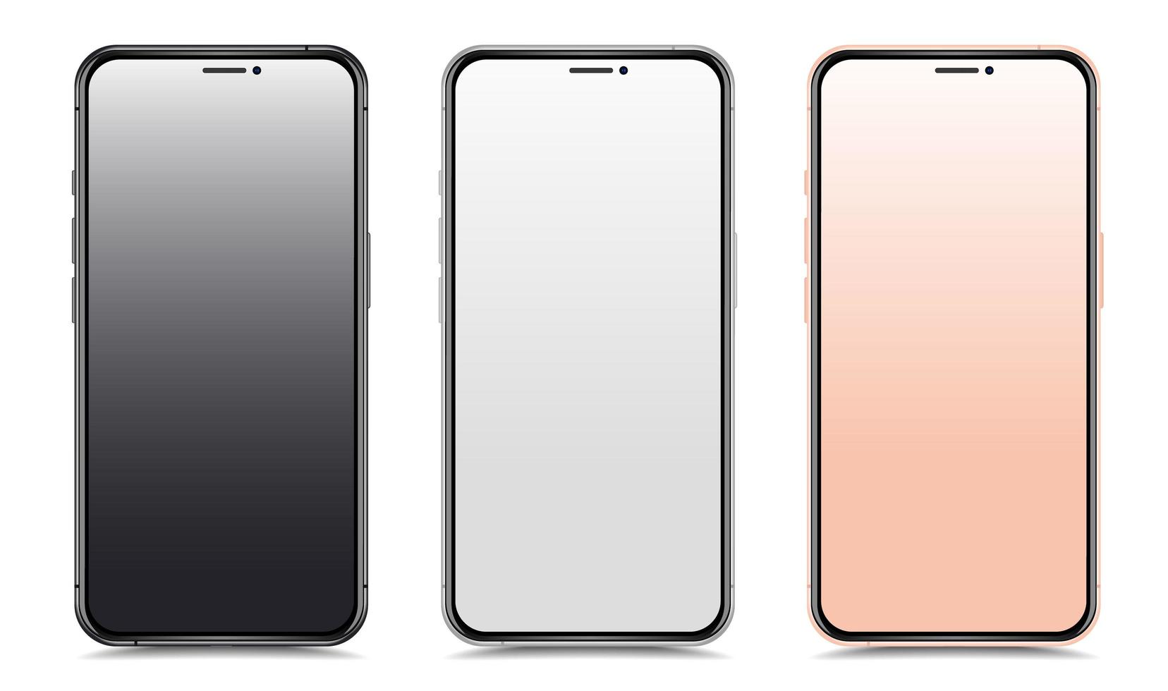 conjunto de teléfonos inteligentes en múltiples colores vector