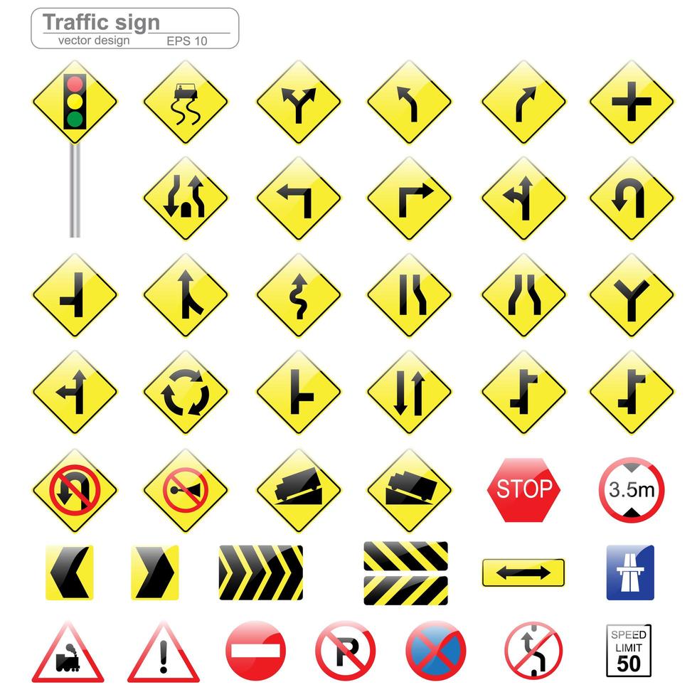 Glossy Traffic Sign Set vector