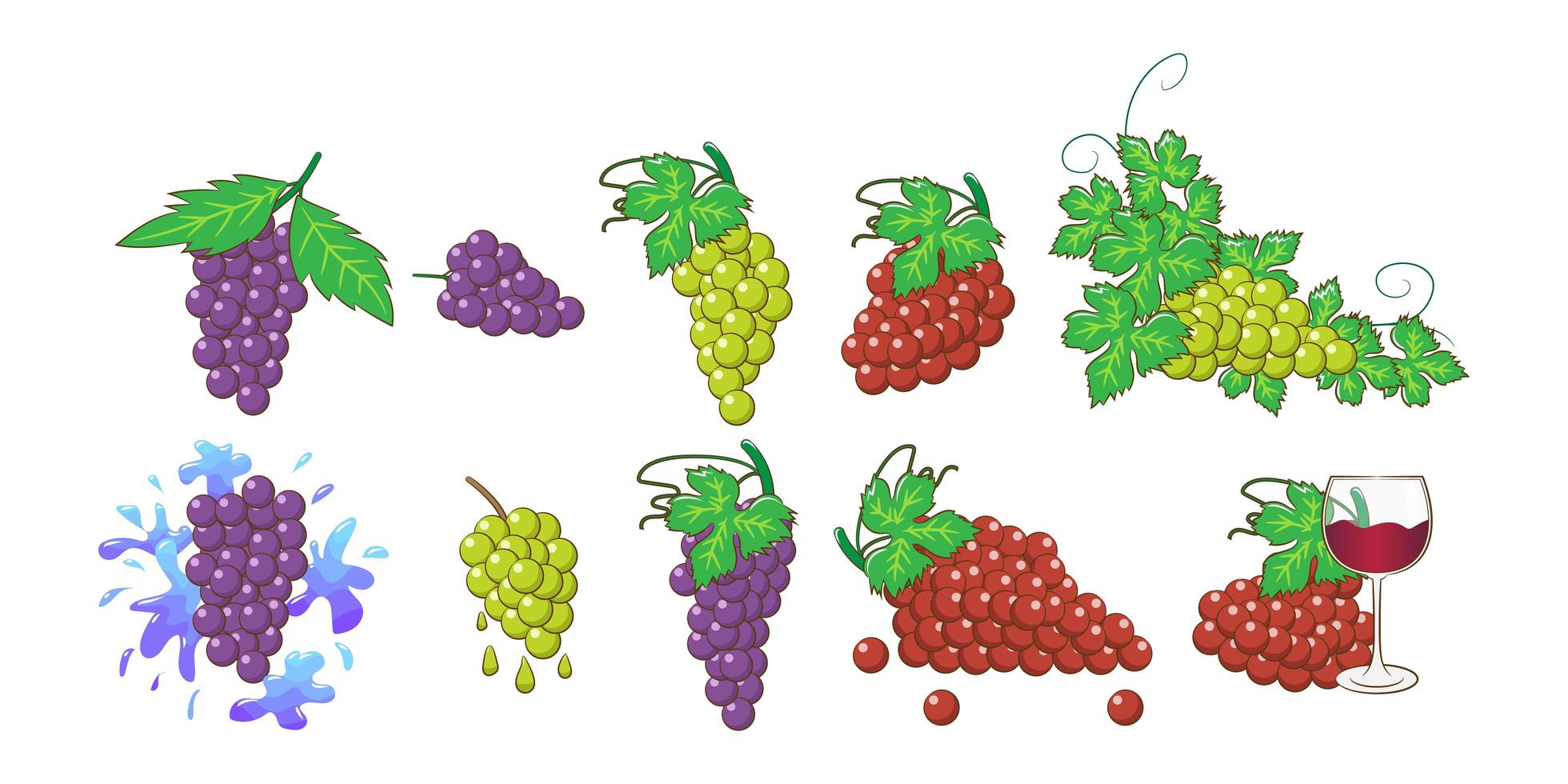 Grape Bunch Set vector