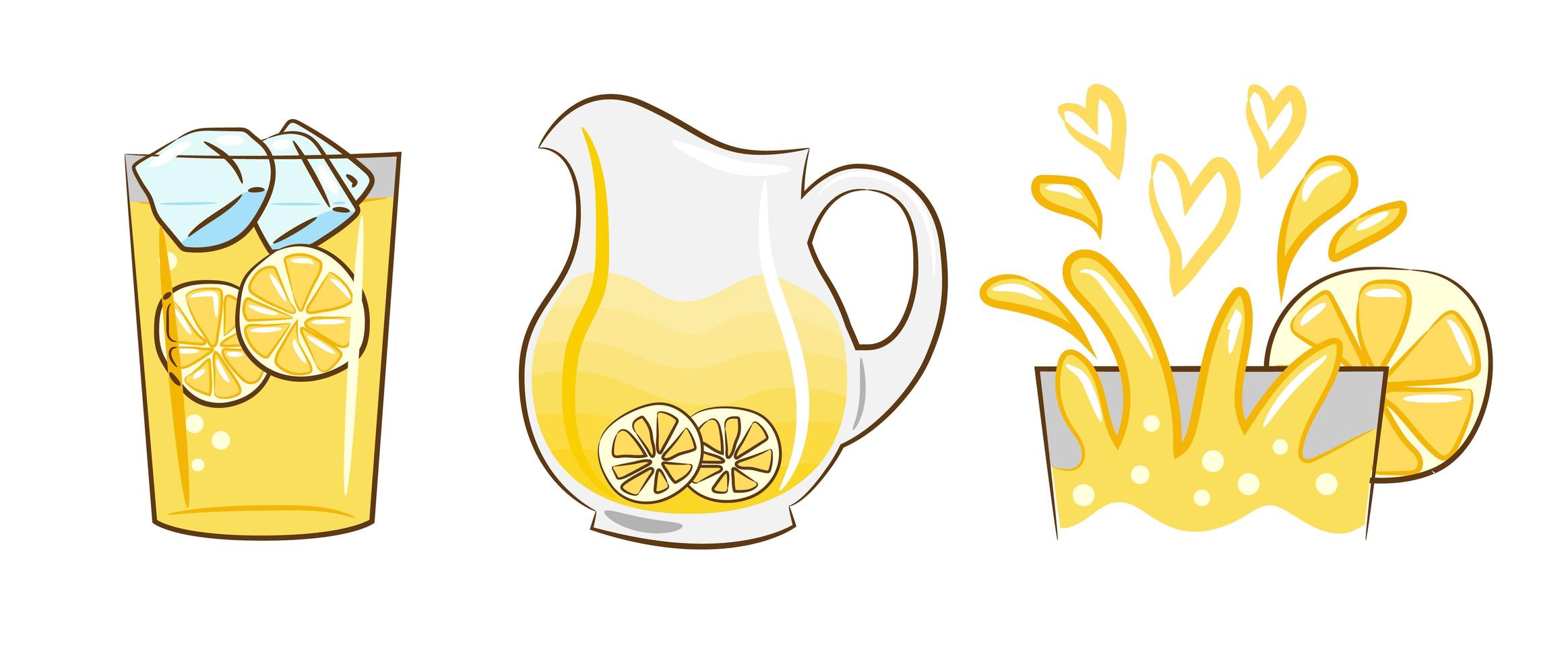 conjunto de bebidas de limonada vector