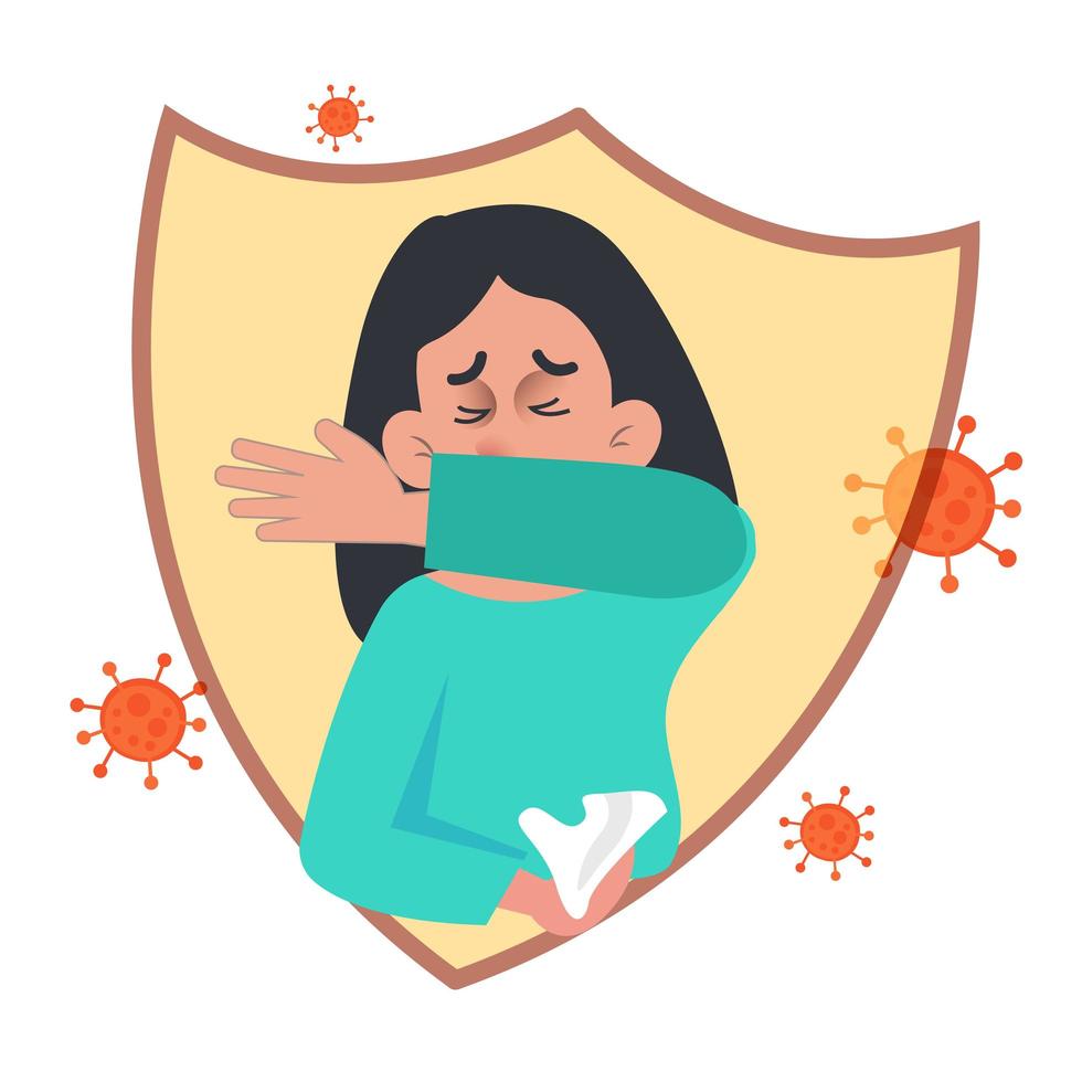 Lady Sneezing in Elbow Health Concept vector