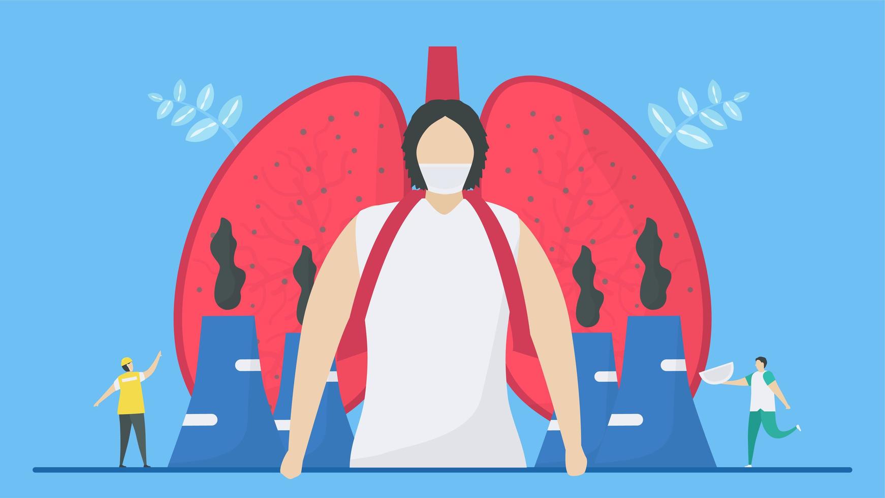 Air pollution affecting function of the lung vector