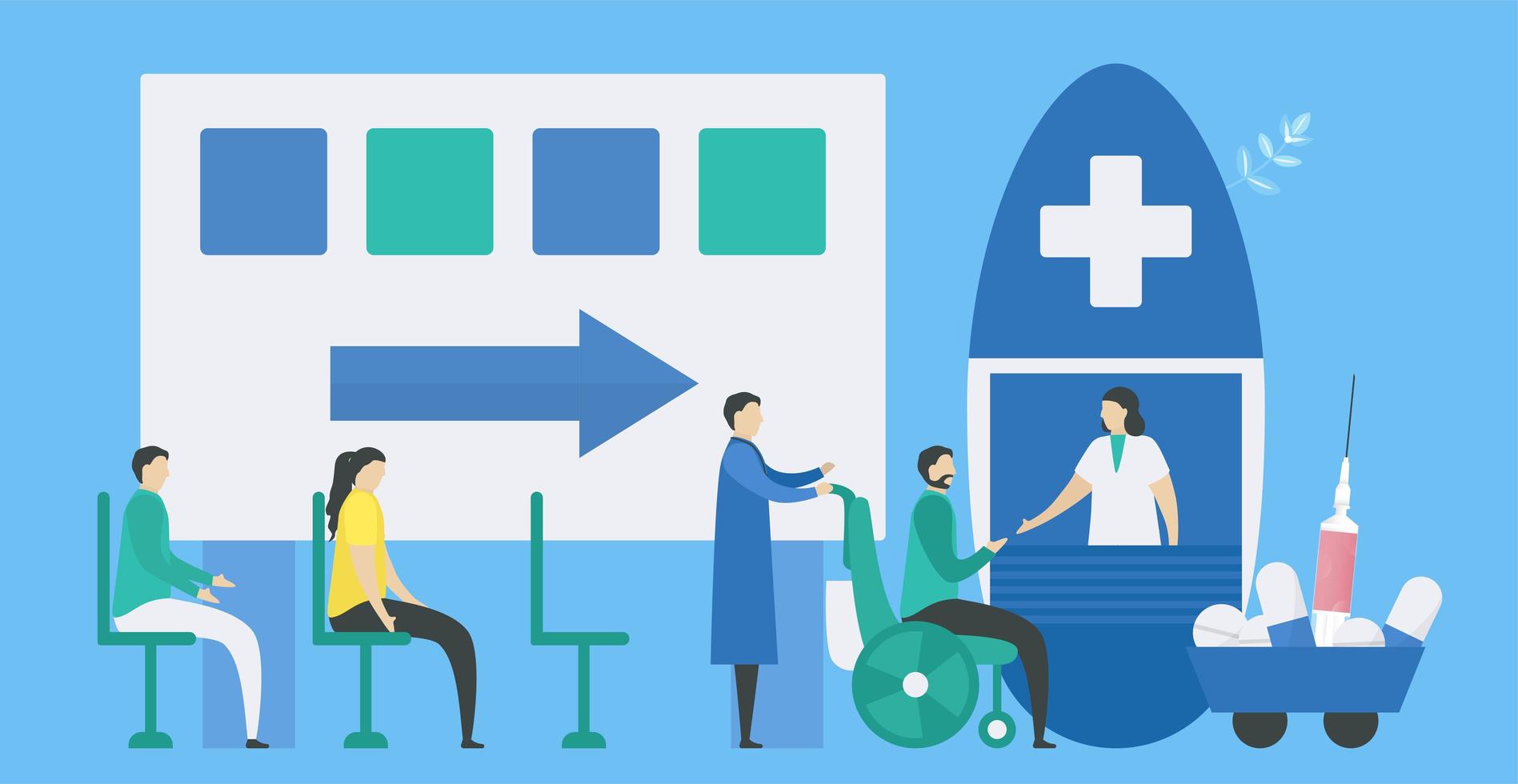 Patients Waiting in Medical Waiting Room  vector